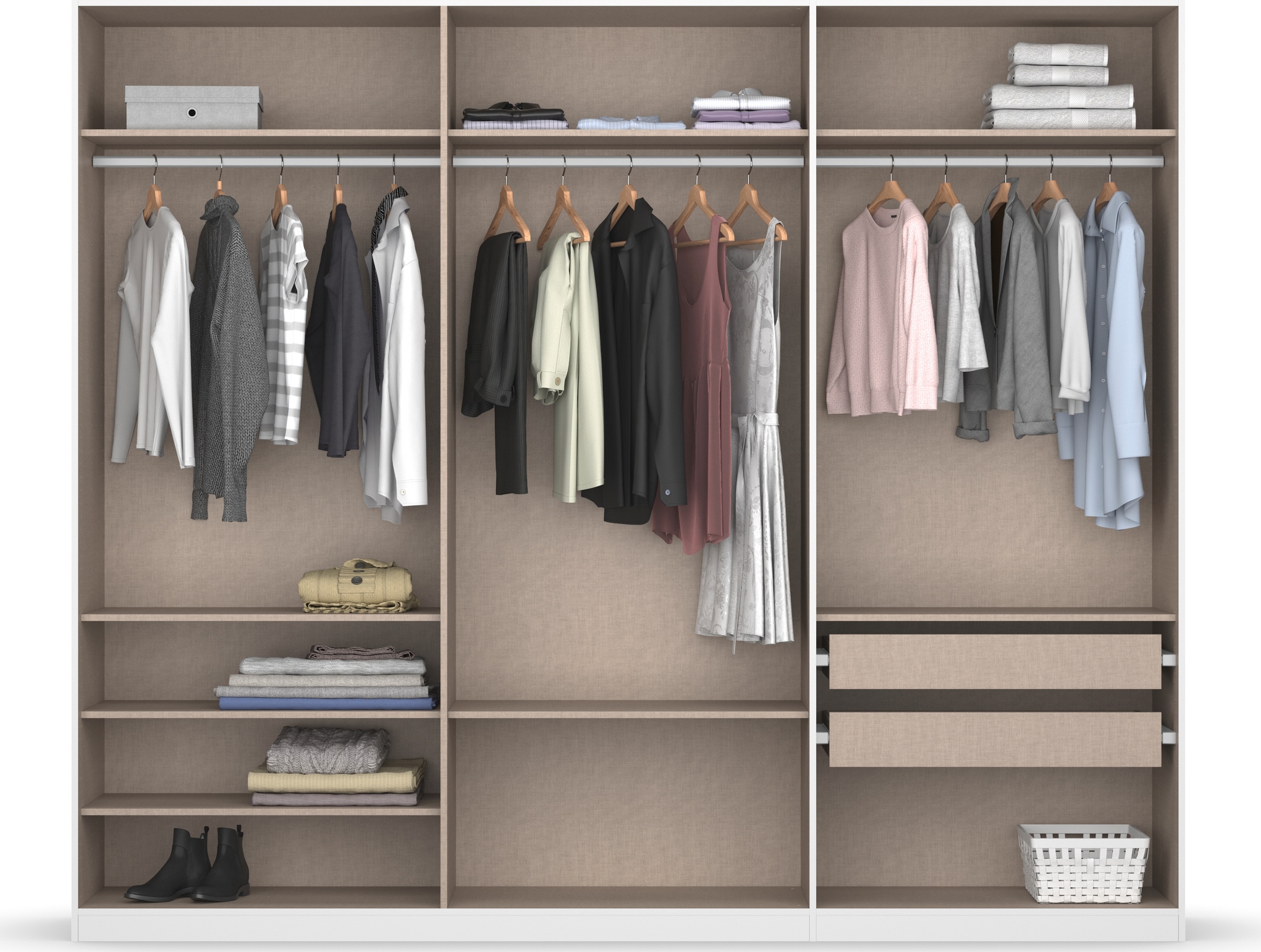 rauch Drehtürenschrank »Kleiderschrank Schrank Garderobe KOLUNA mit Dekor-Front«, inkl. 2 Innenschubladen sowie extra Einlegeböden MADE IN GERMANY
