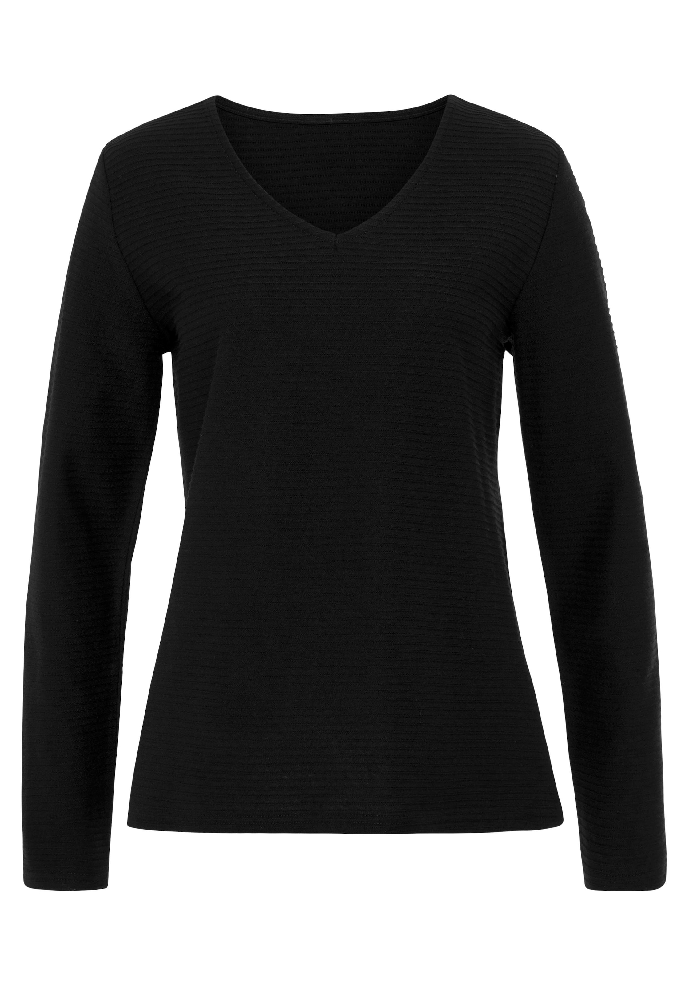 LASCANA Langarmshirt »mit Streifenstruktur«, (2er-Pack), aus weicher Baumwoll-Qualität
