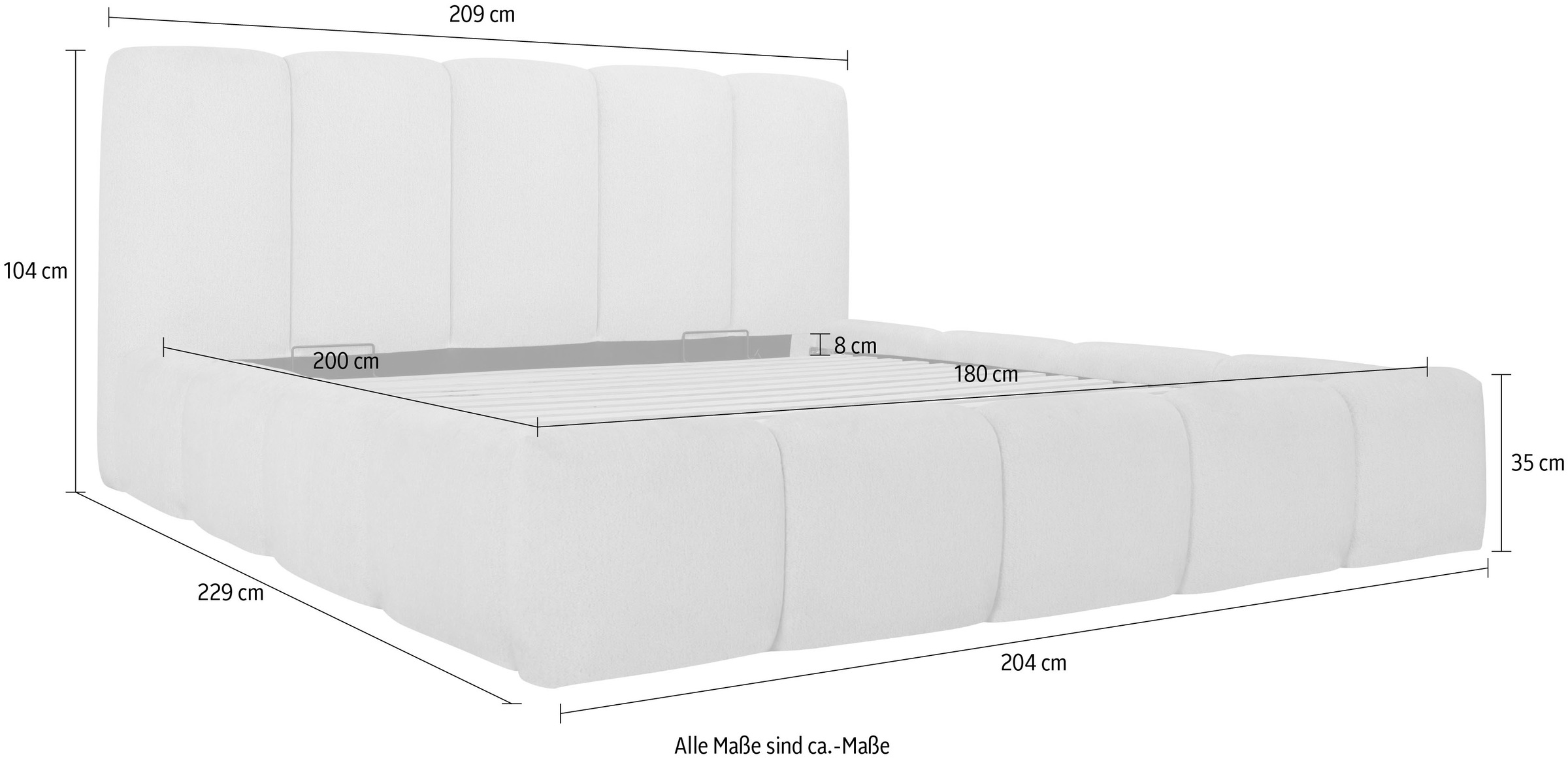 Home affaire Polsterbett »MERLINDA in der Breite 180cm, inkl. Lattenrost und Bettkasten« gepolstertes Kopfteil und Rahmen, Bezug im Chenillecharakter