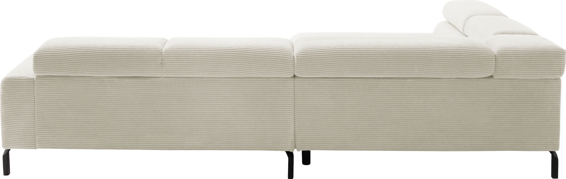 Places of Style Ecksofa »Antonelli, L-Form, inkl. Kopfteilverstellung, Breite 312 cm«, ohne Sitztiefenverstellung, in Cord, weiß