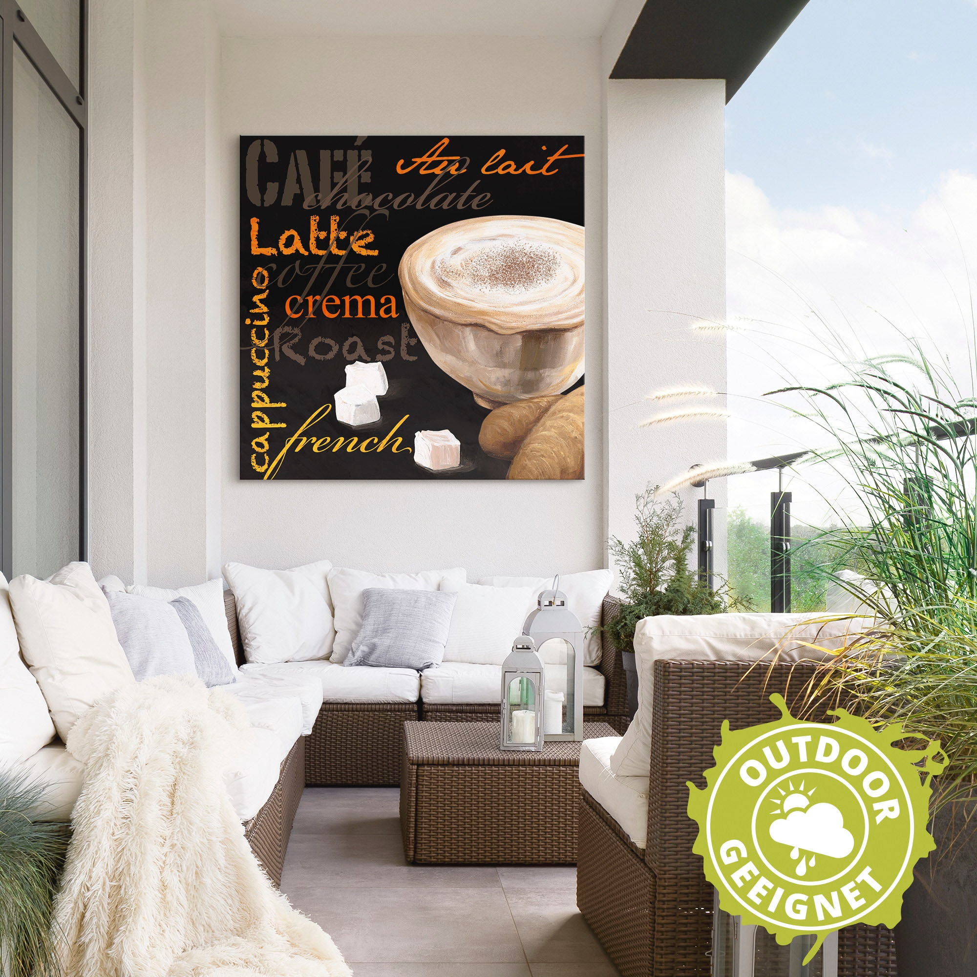 auf als Artland Wandbild Raten in Größen Wandaufkleber bestellen (1 Kaffee »Cappuccino Bilder, oder Alubild, - versch. Leinwandbild, Poster St.), Kaffee«,