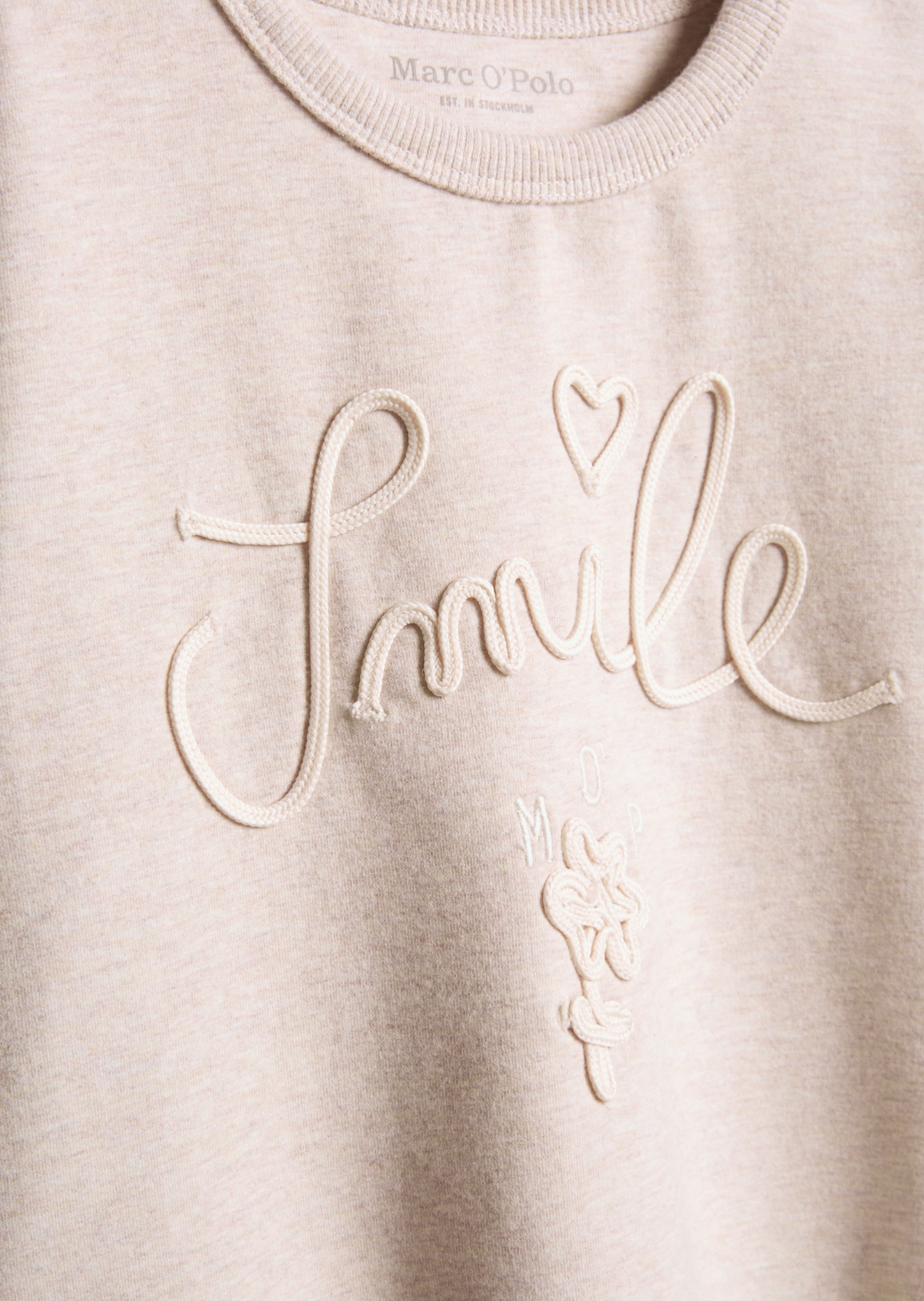 Marc O'Polo Sweatshirt , Tonale „Smile“-Stickerei mit liebevollen Details, meliert
