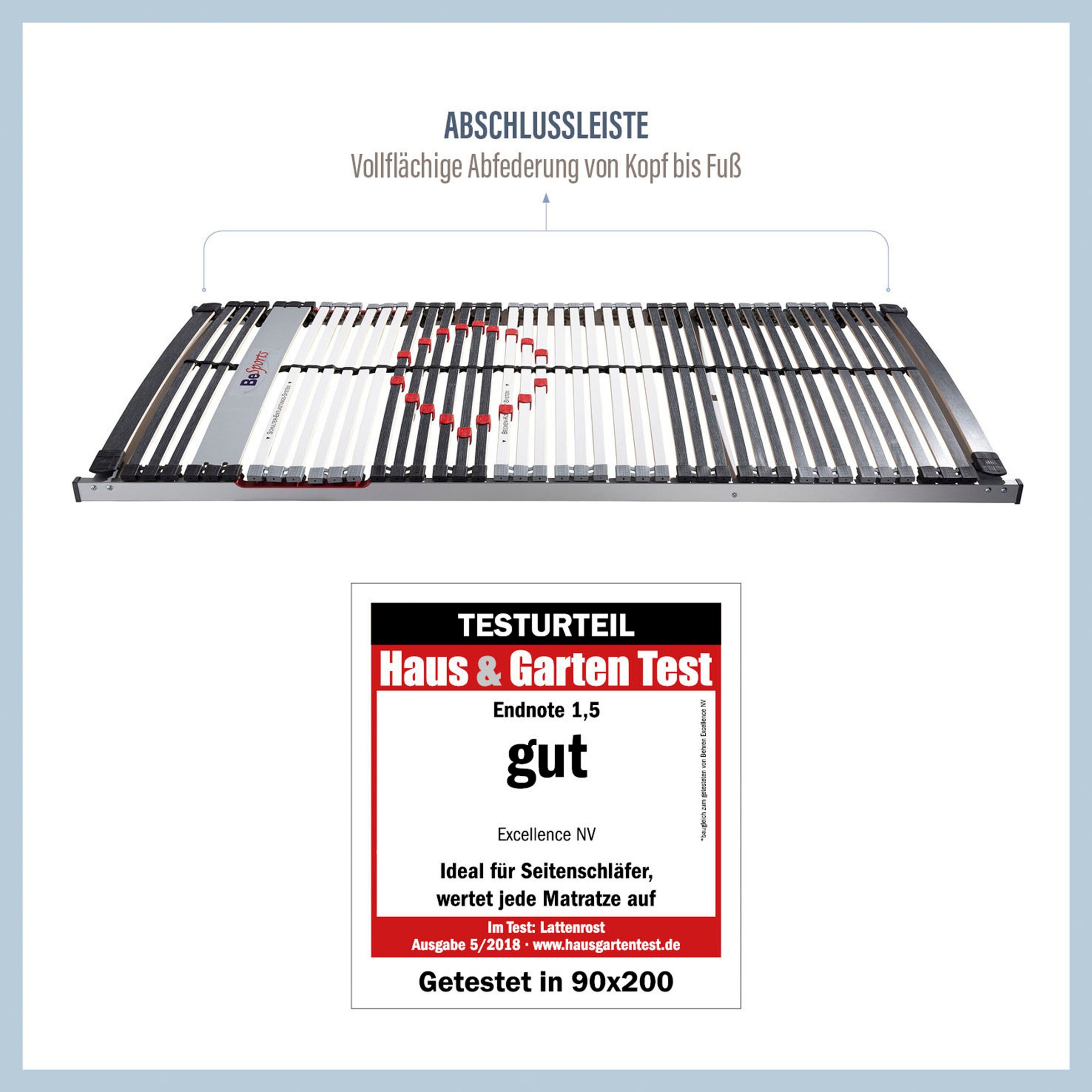 BeSports Lattenrost »Lattenrost Excellence NV, Lattenrost in 90x200 cm und weiteren Größen«, (1 St.), Lattenrost in 90x200 cm und weiteren Größen, komfortabler Lattenrost