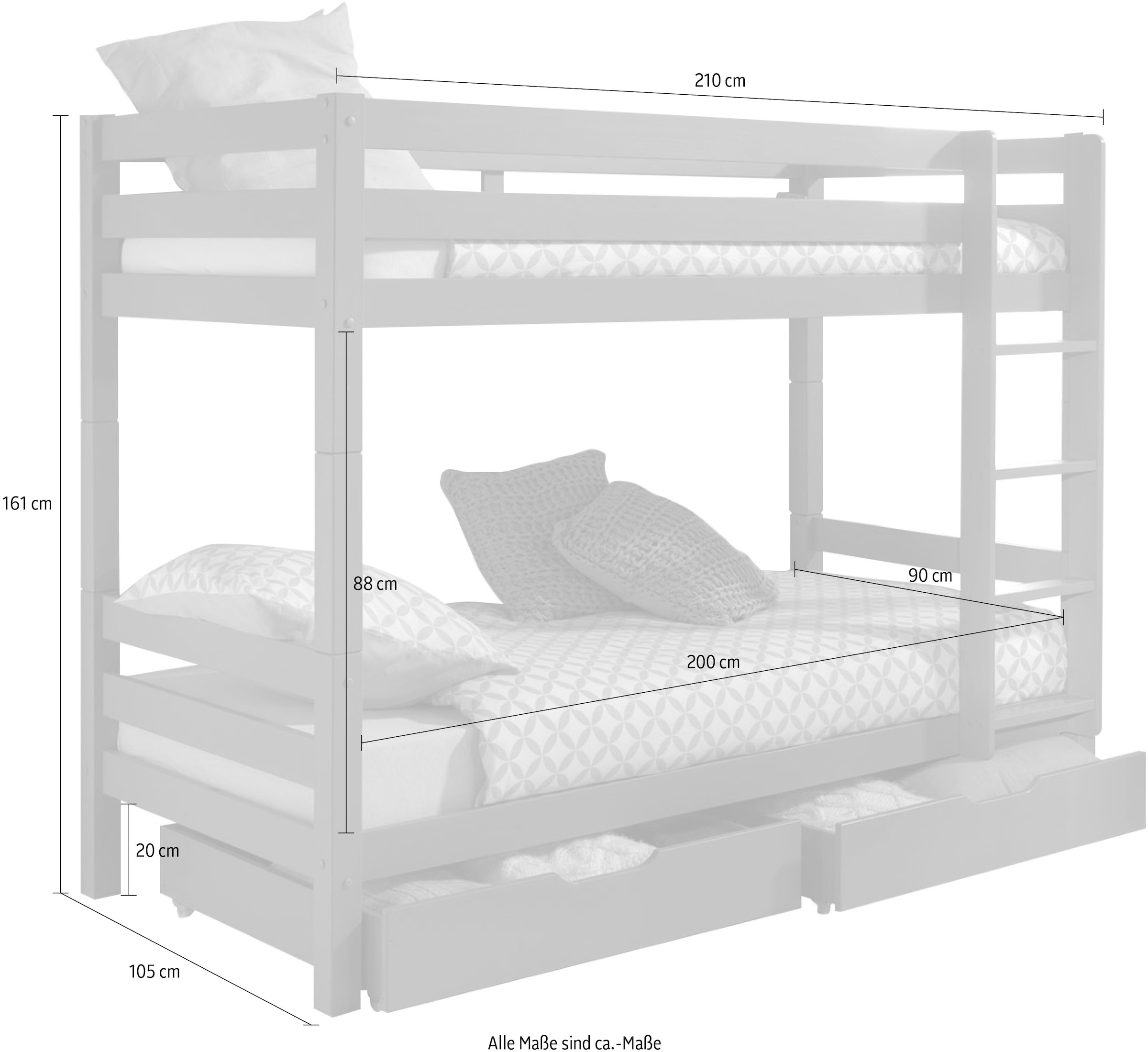 Vipack Etagenbett »Pino«, (Made in Europe), wahlweise mit Bettschublade