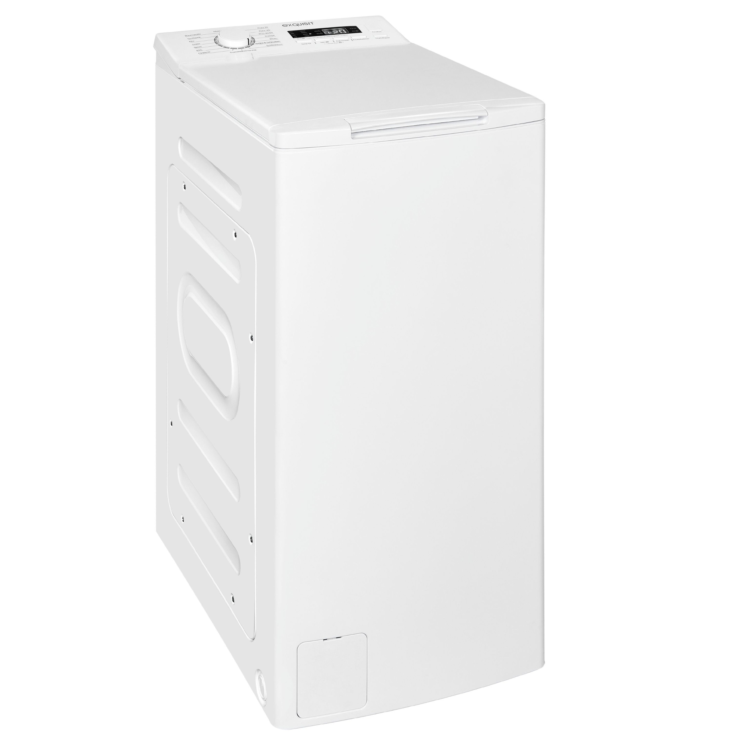 exquisit, Waschmaschine Toplader »LTO1207-030Aweiss« 7, 5 kg 1200 U/min Digitales Display, leicht zu reinigende Einspülkammer, weiß, Elegantes weißes 