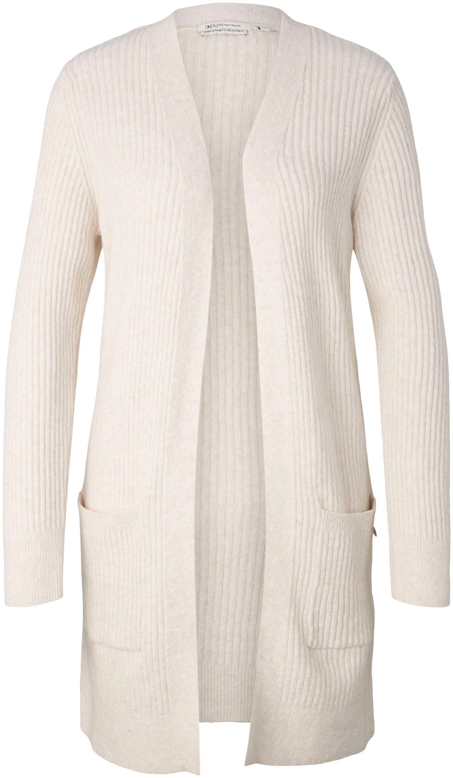 TOM TAILOR Denim Longstrickjacke »Langer Cardigan aus Strick« (1 tlg.) Abgesteppter Rumpf