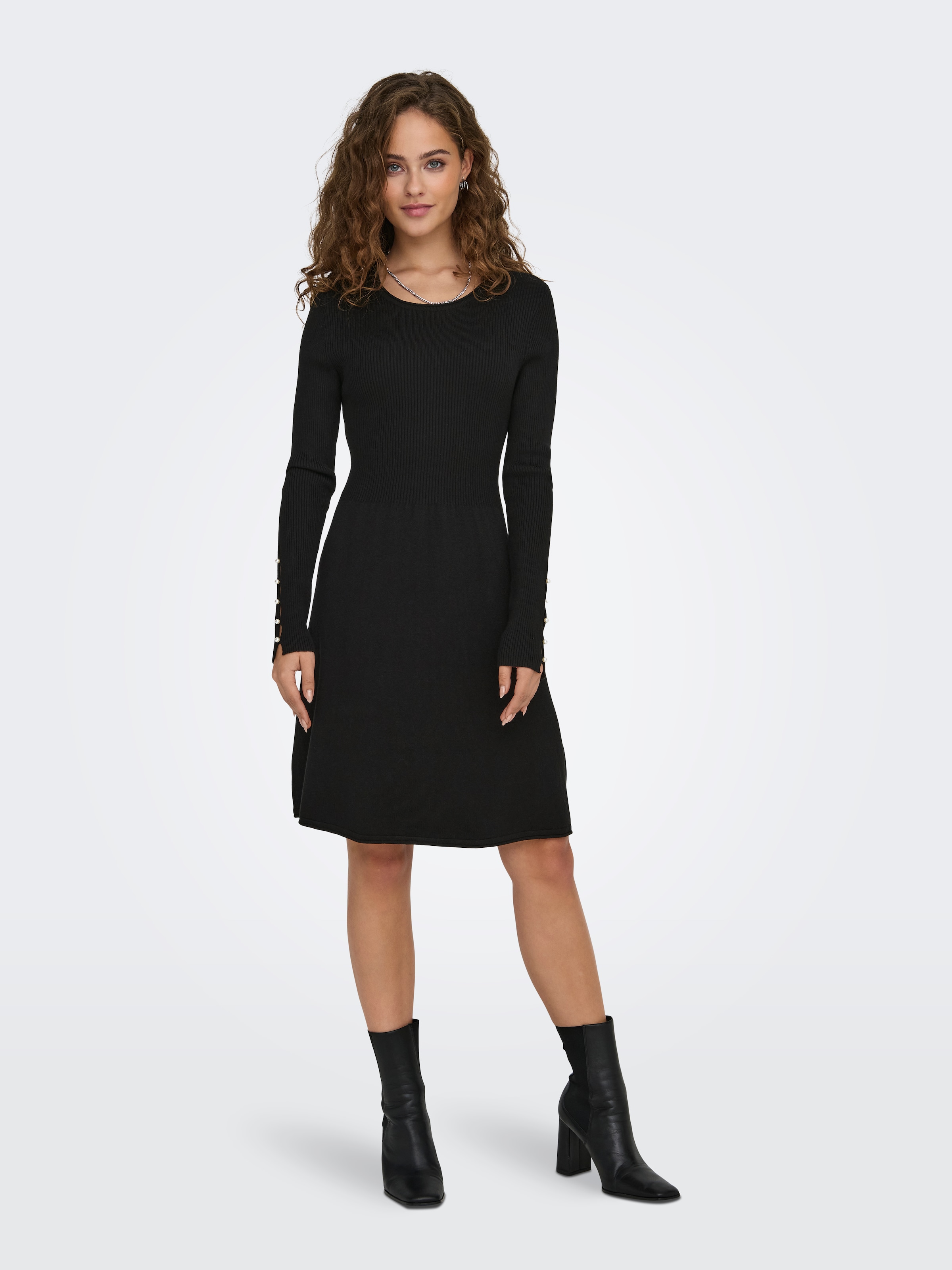 ONLY Midikleid »ONLNATASCHA LS PEARL O-NECK DRESS CC KNT«, Sommerkleid