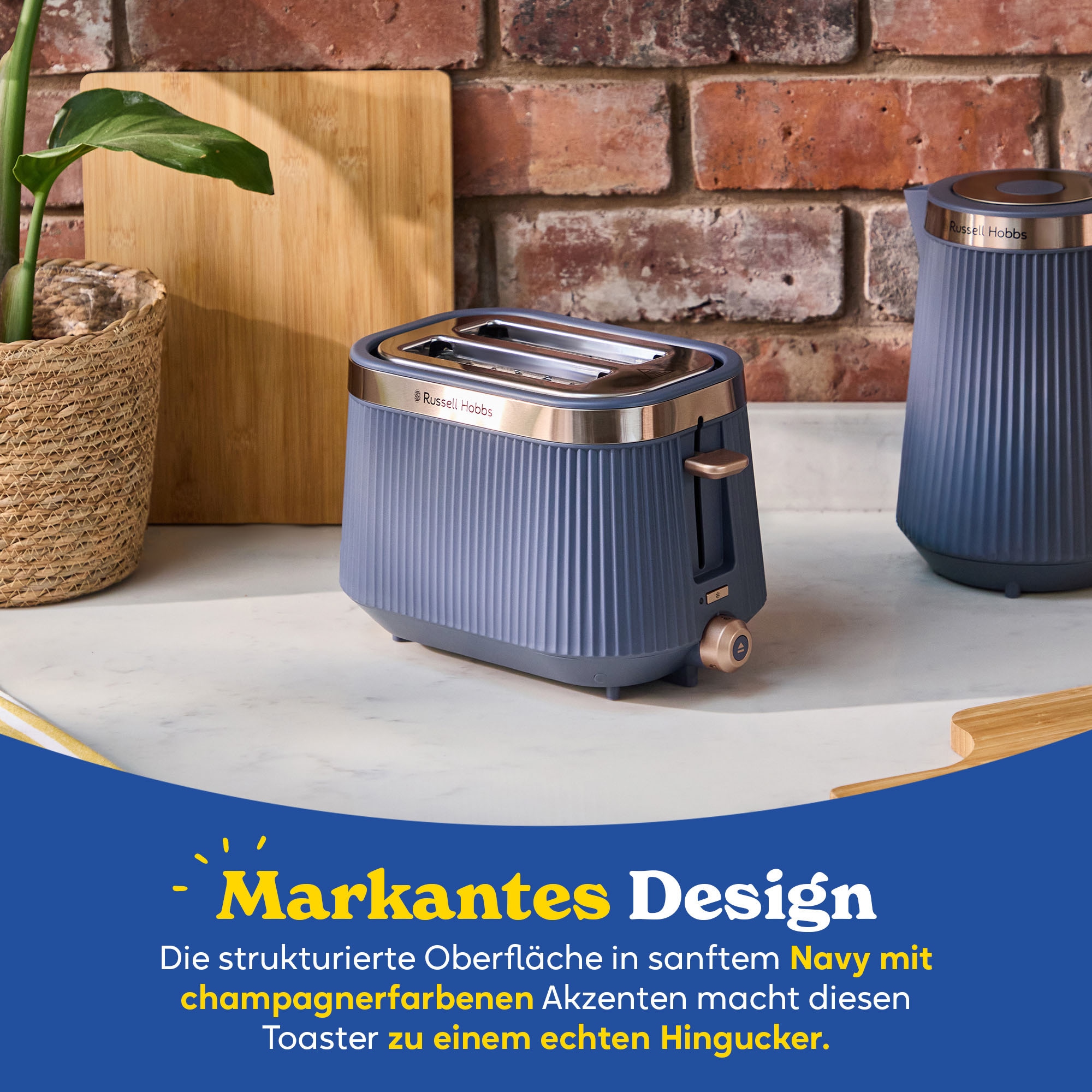 RUSSELL HOBBS Toaster »Brontë 26762-56, Soft Navy« 980 W 2 extra breite Toastschlitze
