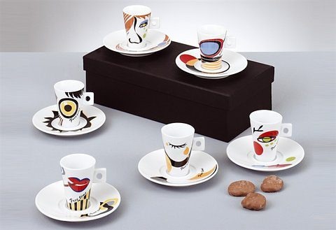 Zeller Present Espressotasse »Faces«, (Set, 12 tlg.), 6 Tassen, 6  Untertassen mit 3 Jahren XXL Garantie