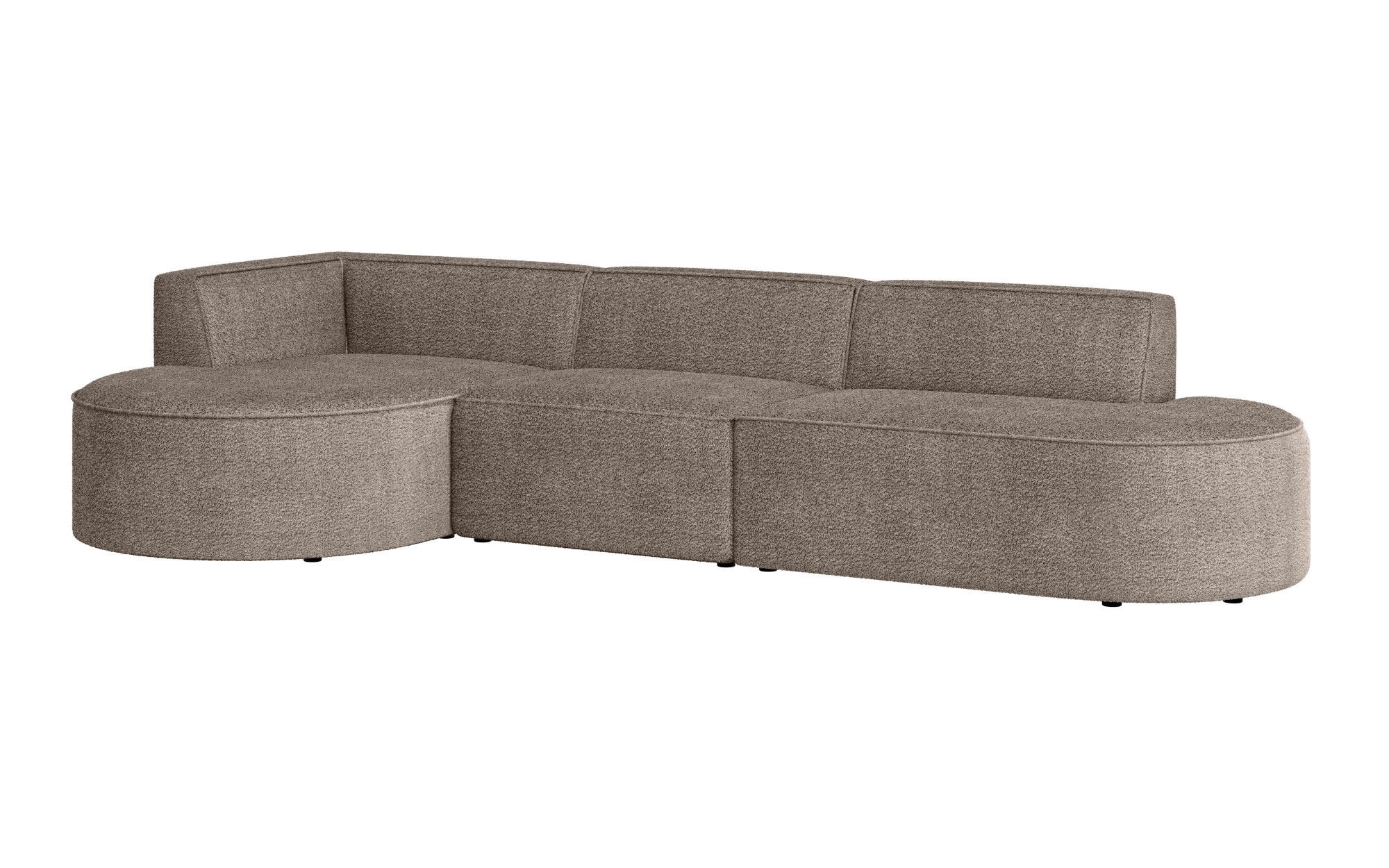 andas Ecksofa »EIVIND Designer Sofa mit Ottomane rechts/links, B/T/H: 343/159/72 cm«, L-Form mit Wellenunterfederung, auch in Feincord und Bouclé