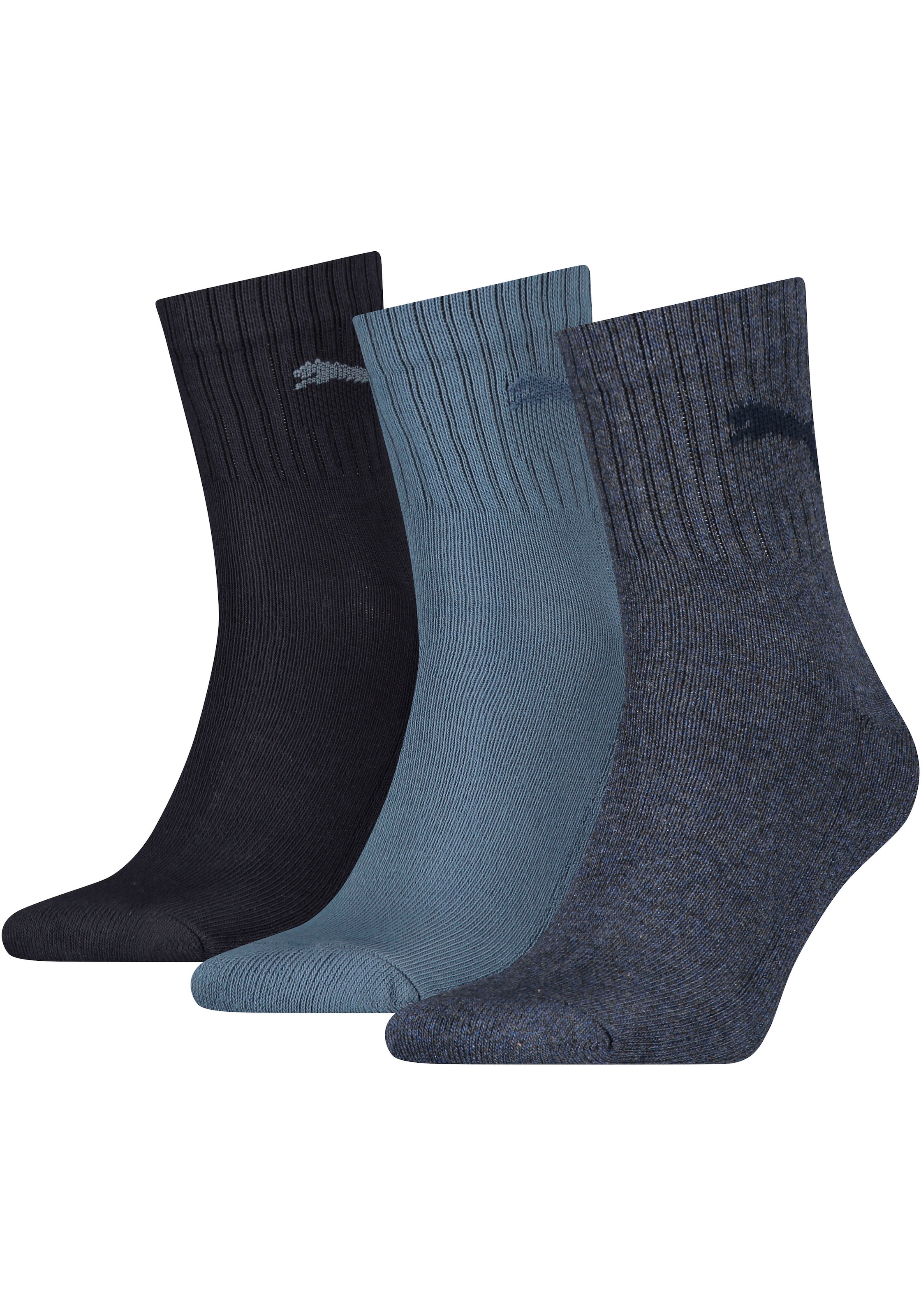 PUMA Sportsocken »short crew« 3 Stk. tlg. gepolsterte Frottee-Sohle, atmungsaktiv