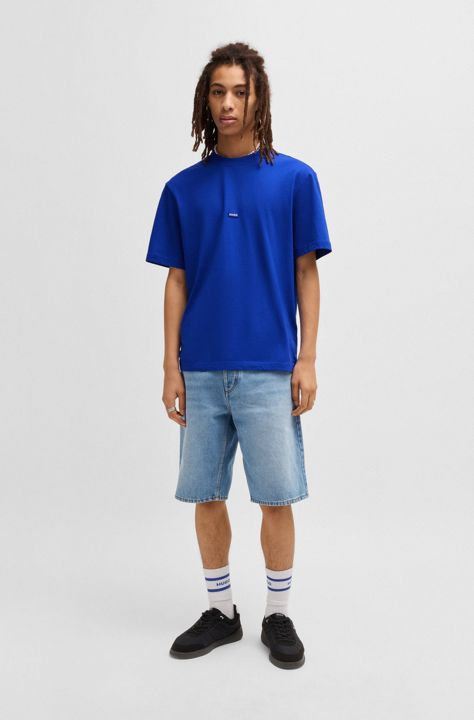 HUGO Blue T-Shirt »Nieros« mit Logo-Patch