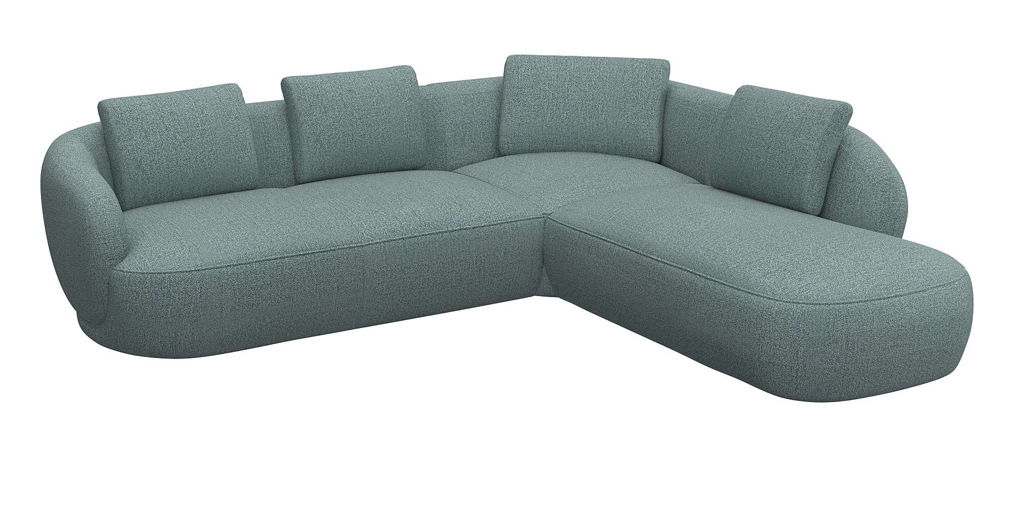 FLEXLUX Ecksofa »Torino, rund, L-Form, Sofa-Ecke mit Ottomane«, Modernes, organisches Sofa-Design, Kaltschaum, Wellenunterfederung
