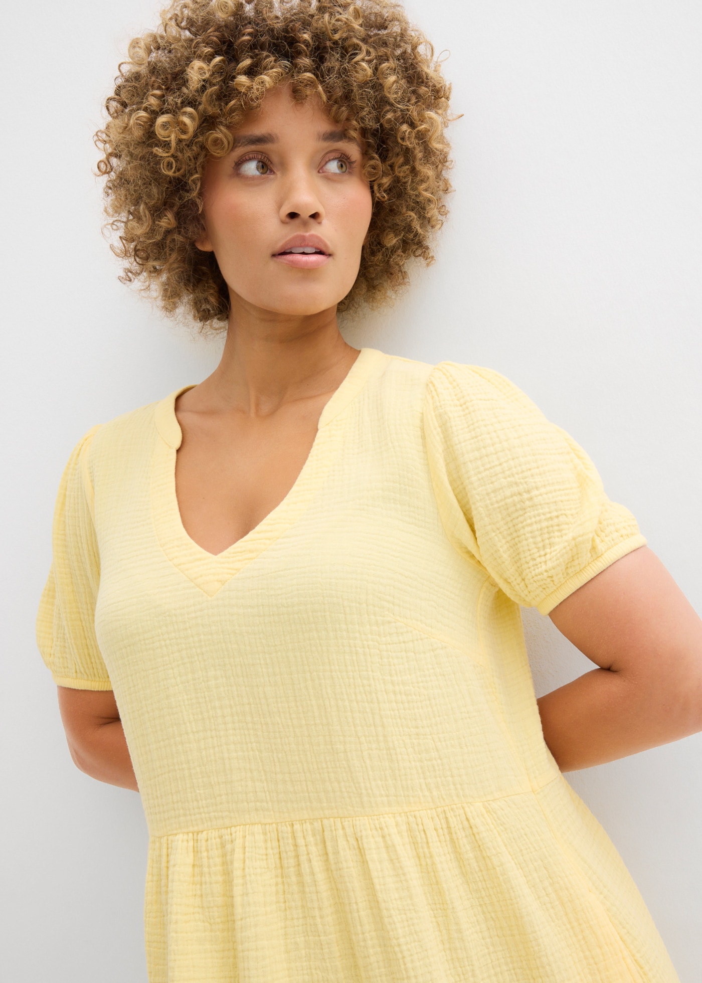 bonprix Sweatkleid für entspannten Look, Oversized-Kleid, aus Musselin, aus Baumwolle