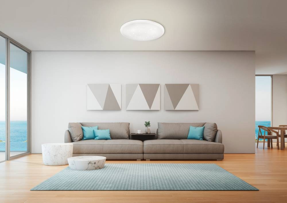 EGLO LED Deckenleuchte »FRANIA-S Deckenlampe, weiß, Kristalleffekt, geringe Aufbauhöhe,1x14,6W«, 1 flammig, Leuchtmittel LED-Board | LED fest integriert, Wohzimmer, Küche, Esszimmer, Flur, modern, rund, 1600 Lumen, 33x7cm