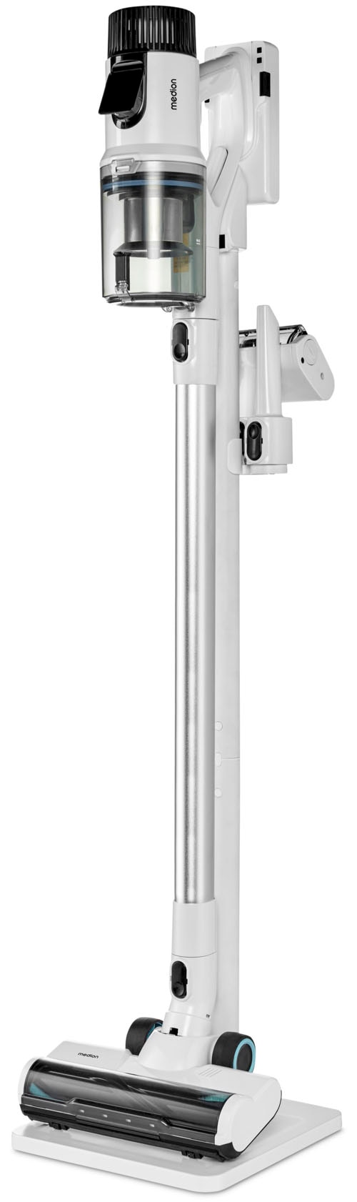 Medion® Akku-Stielstaubsauger »P400 W (MD 12051), beutellose Zyklon-Technologie, 26 kPa Saugleistung«, LED-Touch-Display, Staubsensor, integriertes Zubehör und Ladestation