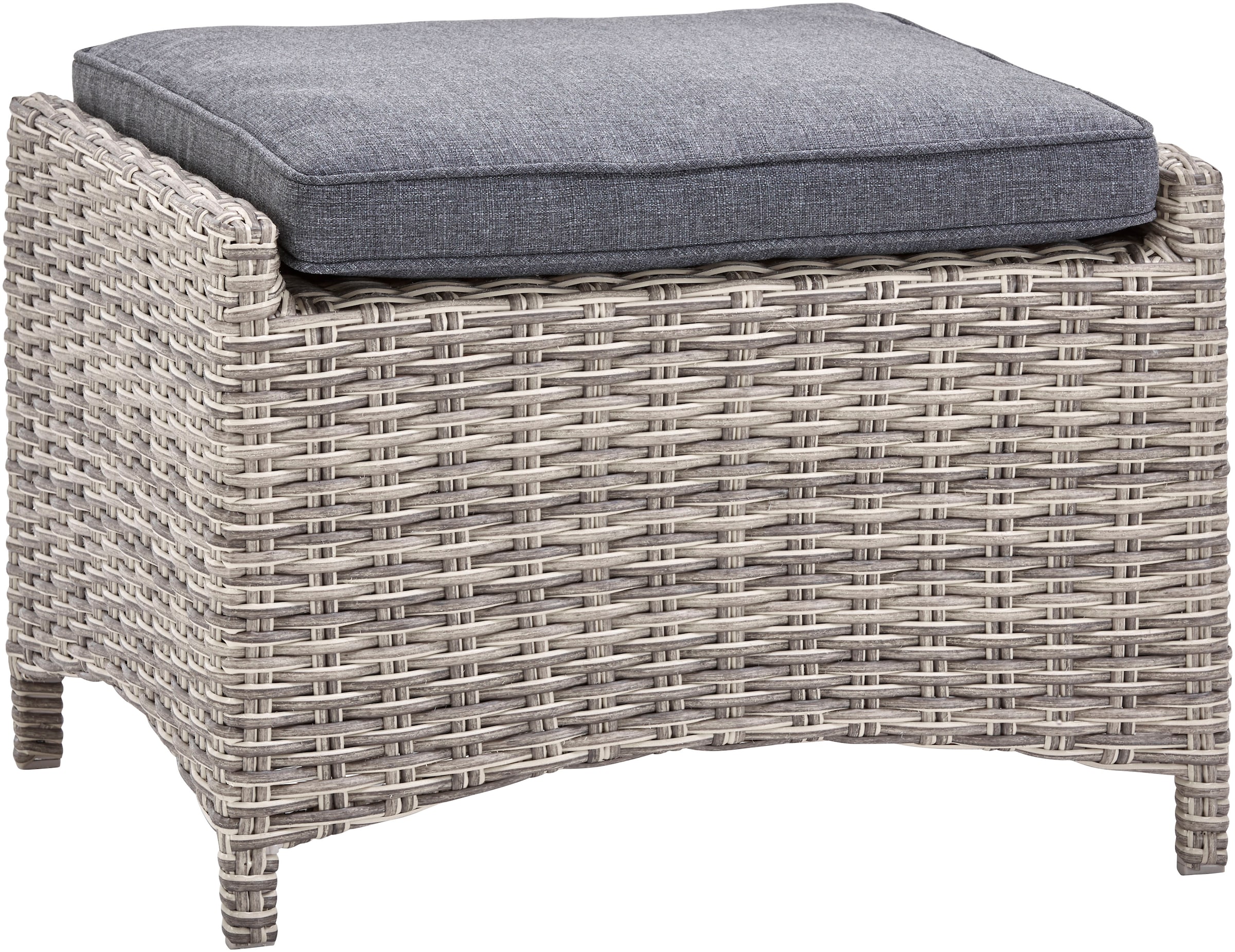 KONIFERA Garten-Essgruppe »Monaco«, (Set, 27 tlg., 6x Sessel, 4x Hocker, 1x AZ-Tisch 200-366x100x75,5 cm, inkl. Auflagen), für 10 Personen Aluminium, Polyrattan, Rückenlehne verstellbar