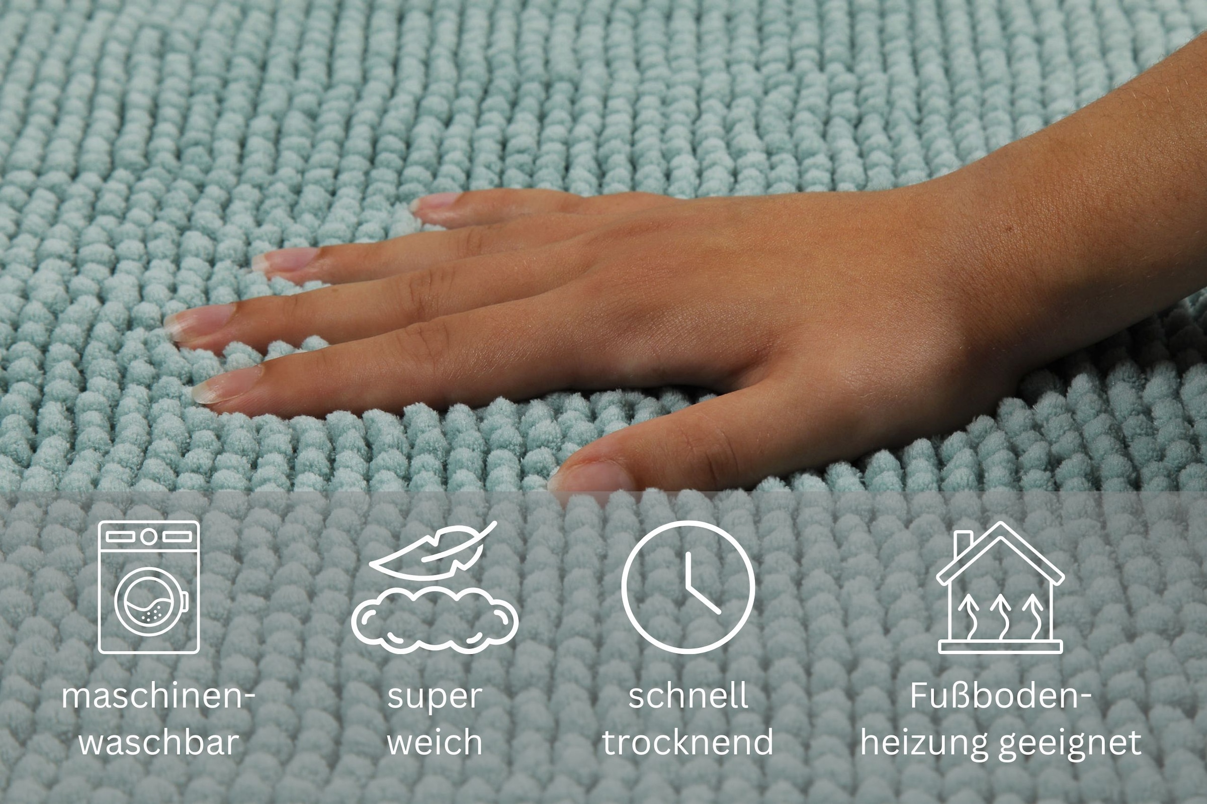 OTTO home Badematte »Kaelan , weicher Chenille« Höhe 14 mm rutschhemmend beschichtet fußbodenheizungsgeeignet Badvorleger, Badteppich weiches Chenille, pastellfarben, Badezimmer