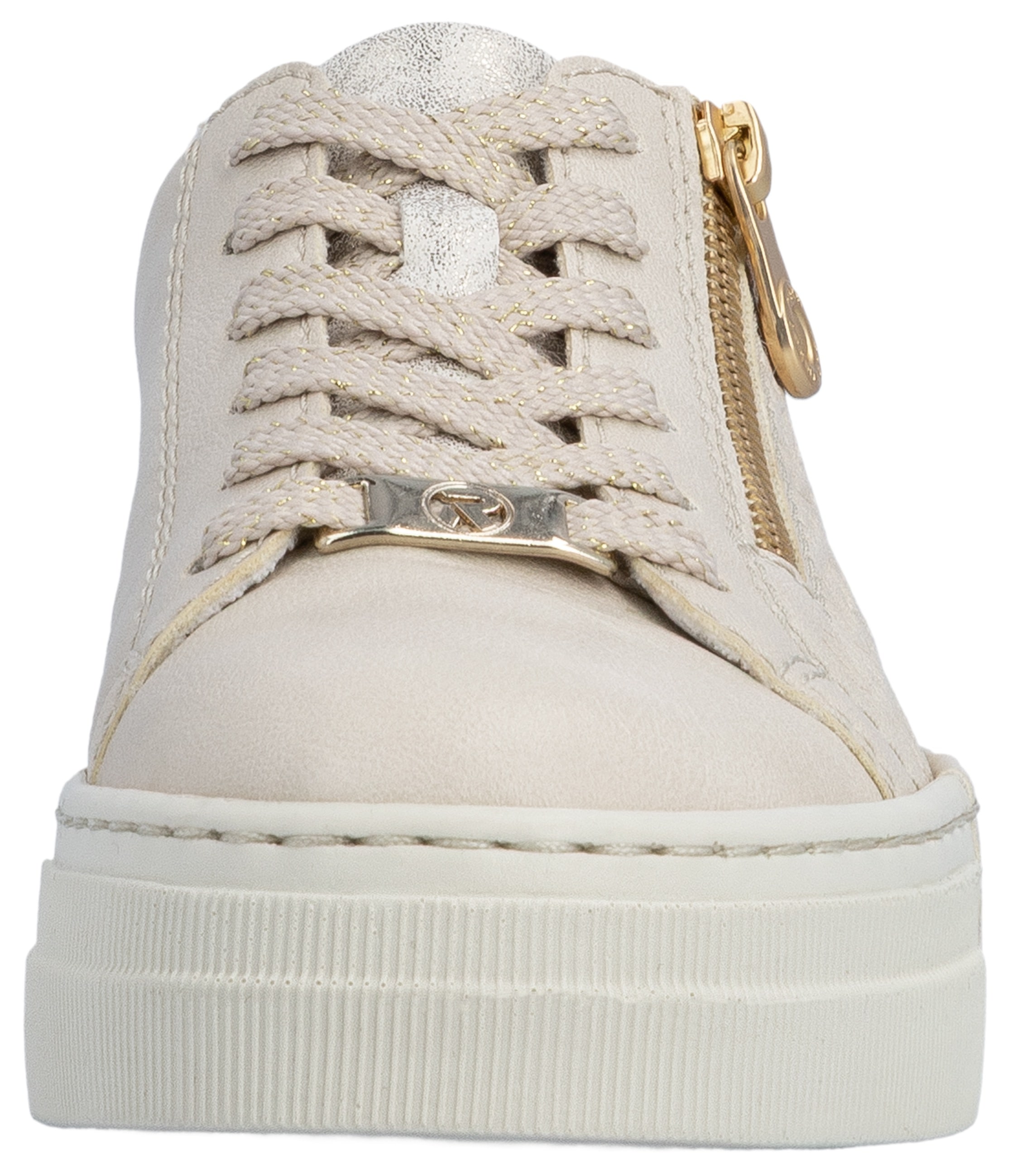 Rieker Plateausneaker  mit goldfarbenem Reißverschluss, Freizeitschuh, Halbschuh, Schnürschuh