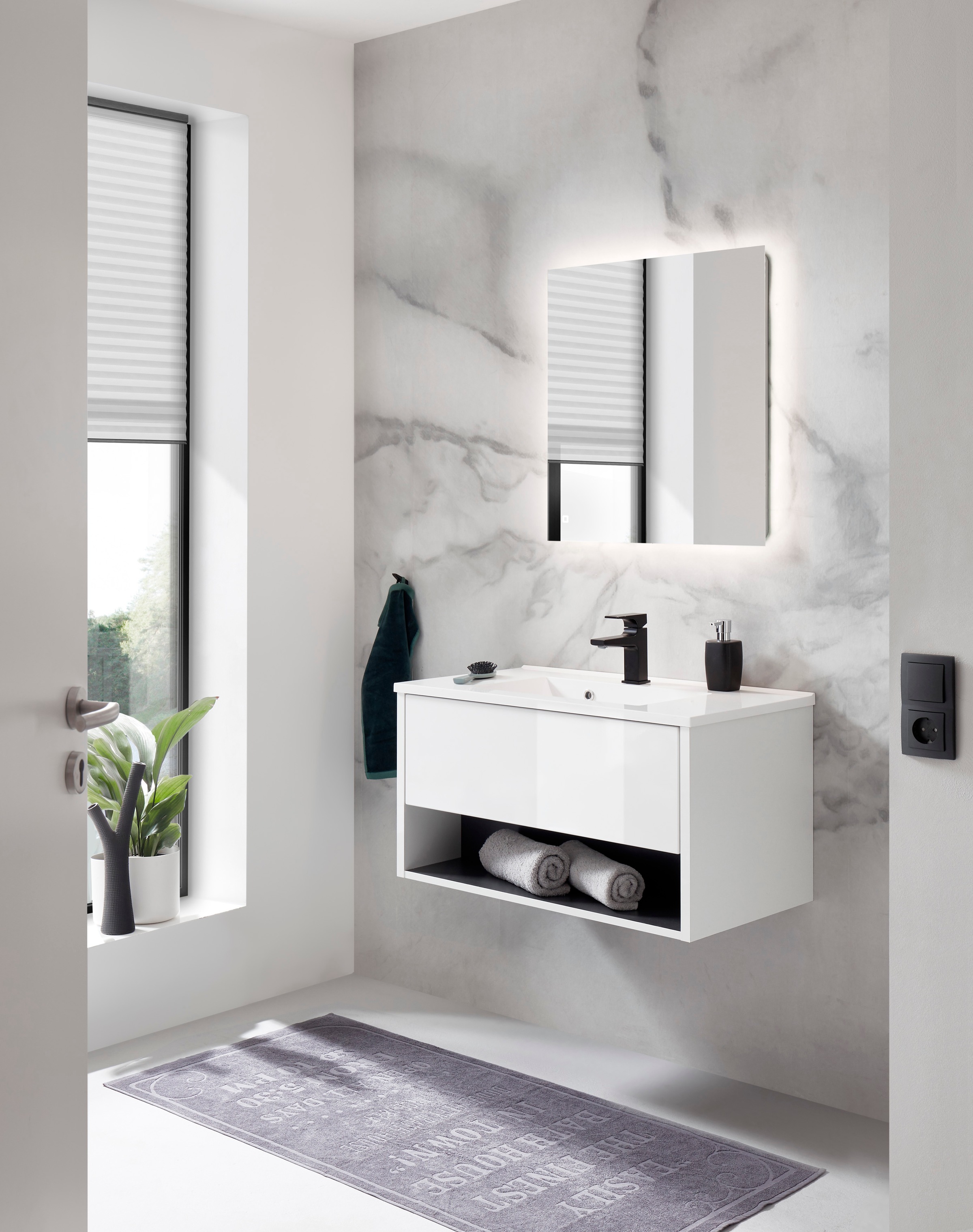 PLACES OF STYLE Badmöbel-Set »Studio Line, Bad im modernen Design, 2-teiliges Badezimmer« 2 Stk. tlg.