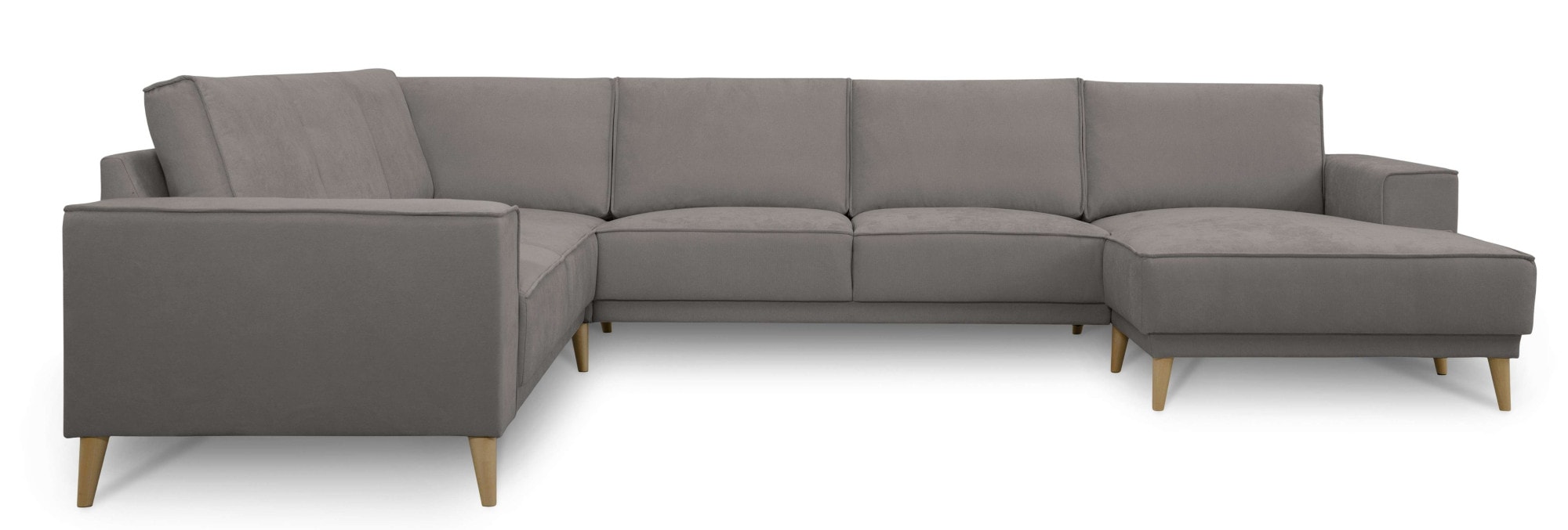 OTTO home Wohnlandschaft »Oland Skandi, weicher Chenille-Stoff« U-Form, 342 cm, Wellenunterfederung, Skandi-Design, Massivholzfüße