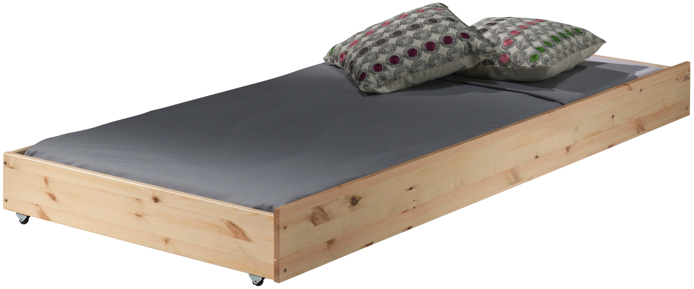 Vipack Massivholzbett »Pino, universell einsetzbar, gradliniges Design, Made in Europe« B/H/Tca. 211x84,4x 97,5cm, Liegefläche 90/200 cm, mit 1 Bettschublade,  inkl. Rolllattenrost, Kiefer massiv, in Natur oder Weiß lackiert