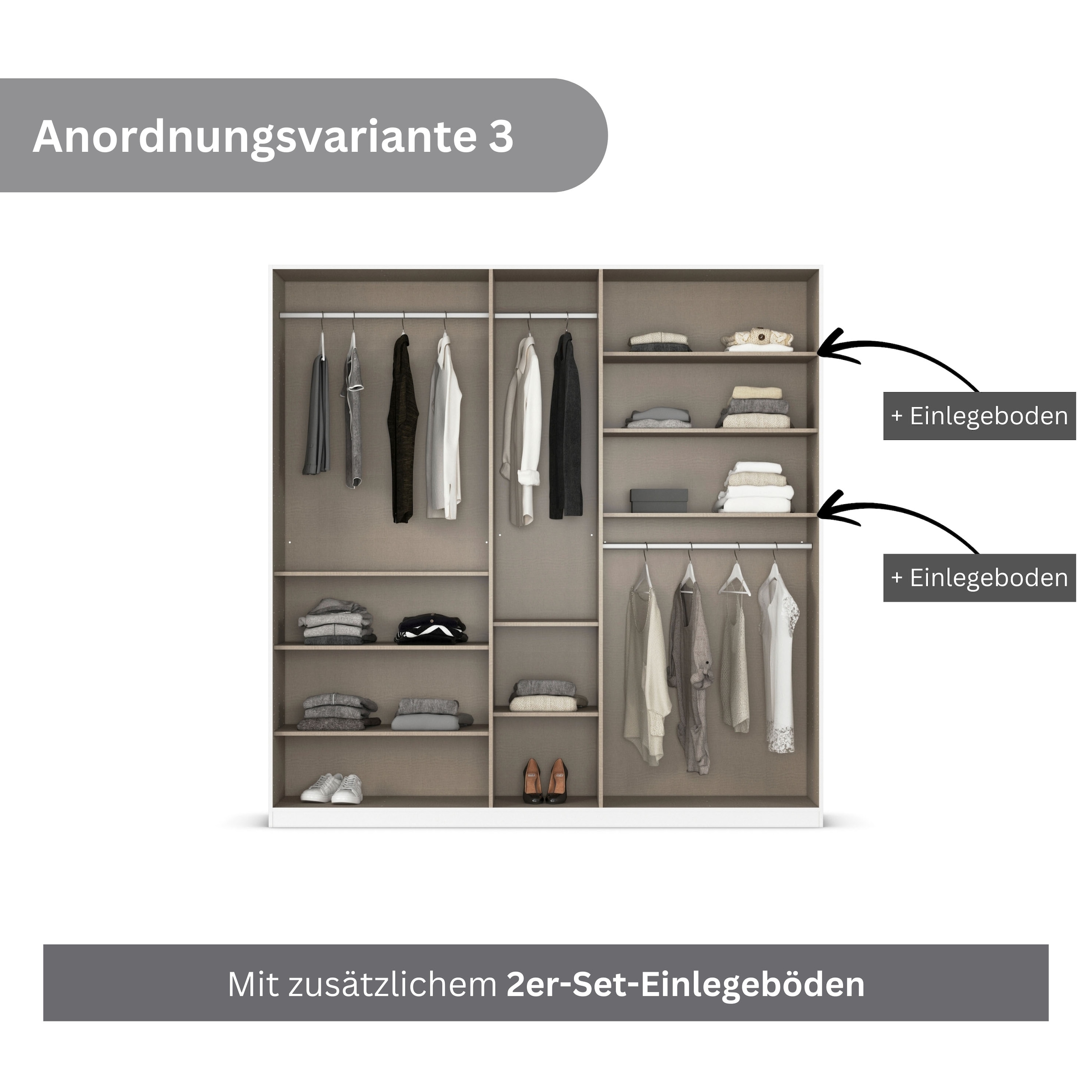 rauch Drehtürenschrank »Kleiderschrank Schrank Garderobe AGORDO TOPSELLER Schlafzimmer«, (in zwei Griff-Farben mit Dekor- oder Hochglanzfront), durchdachte Innenausstattung, in 6 Breiten und 2 Höhen MADE IN GERMANY