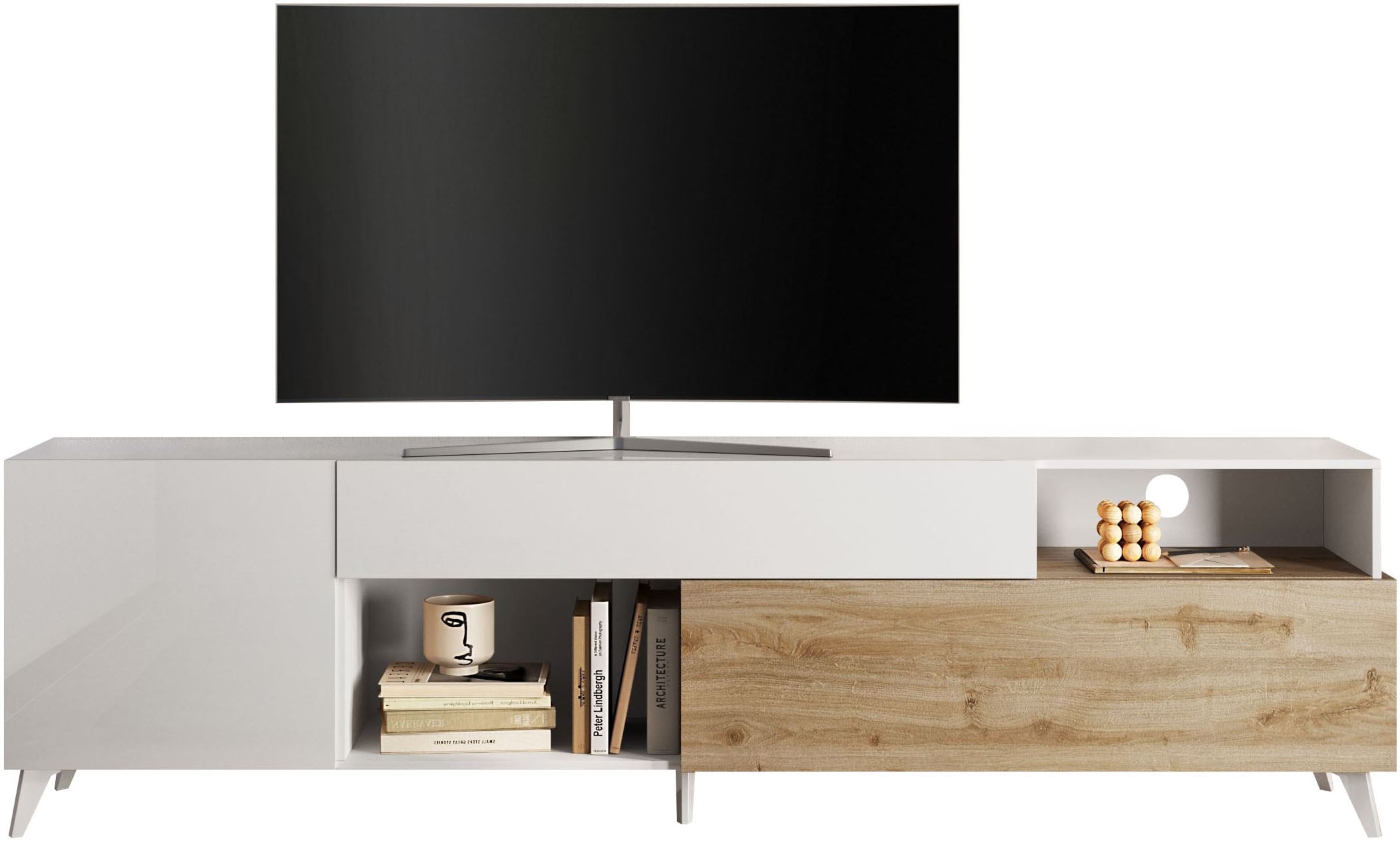 INOSIGN Lowboard »Monaco Breite 241 cm, TV-Schrank mit 1 Tür, 1 Klappe u. 1 Schubkasten«, Fernsehtisch, TV-Board, Soft/Self Closing