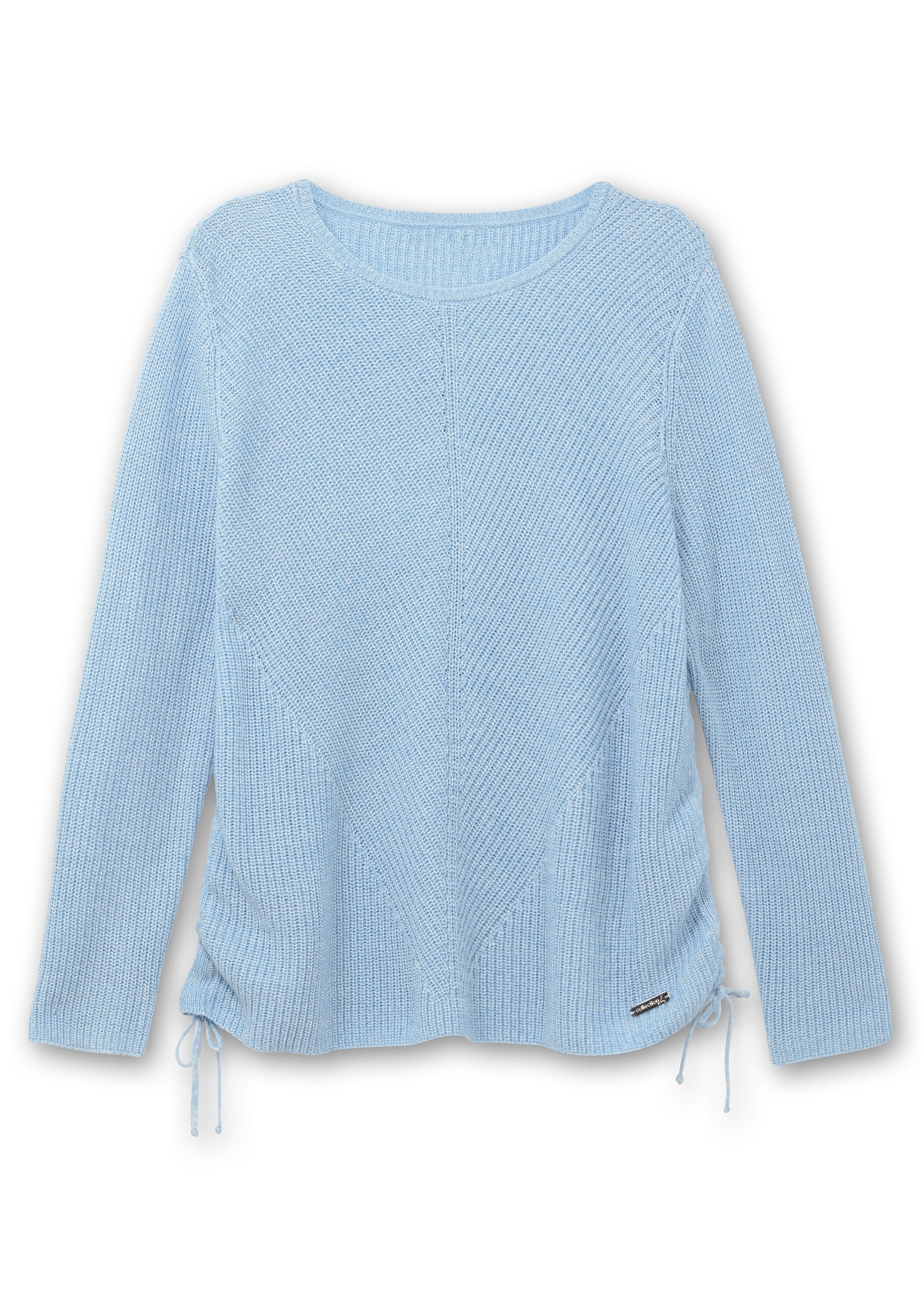 Sheego Rundhalspullover »Strickpullover mit Rippmuster und Raffung seitlich«