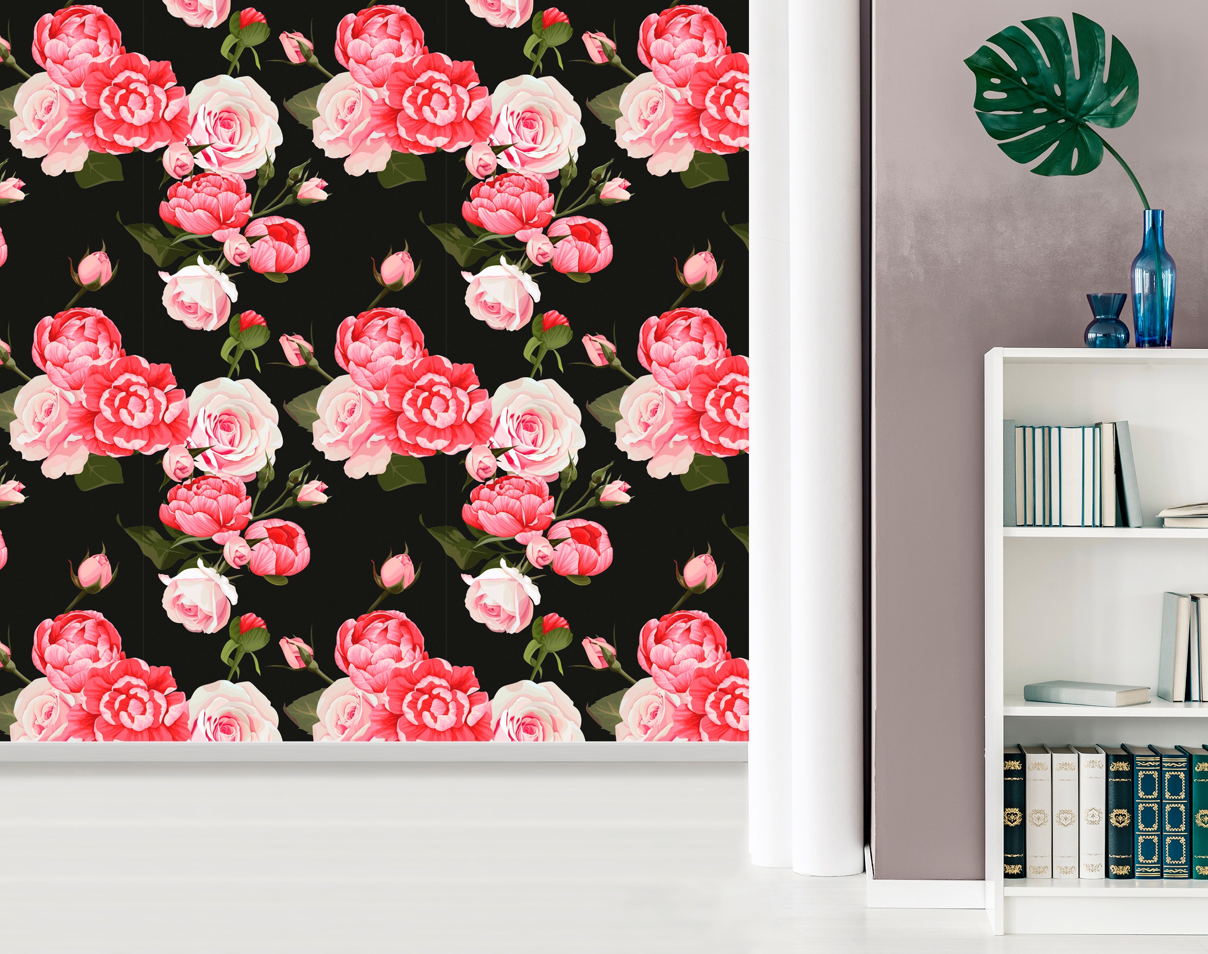 queence Vinyltapete »Magda«, bedruckt-Motiv-botanisch-floral-gemustert-natürlich, 90x250cm, selbstklebend, kinderleichte Anbringung, Sticker