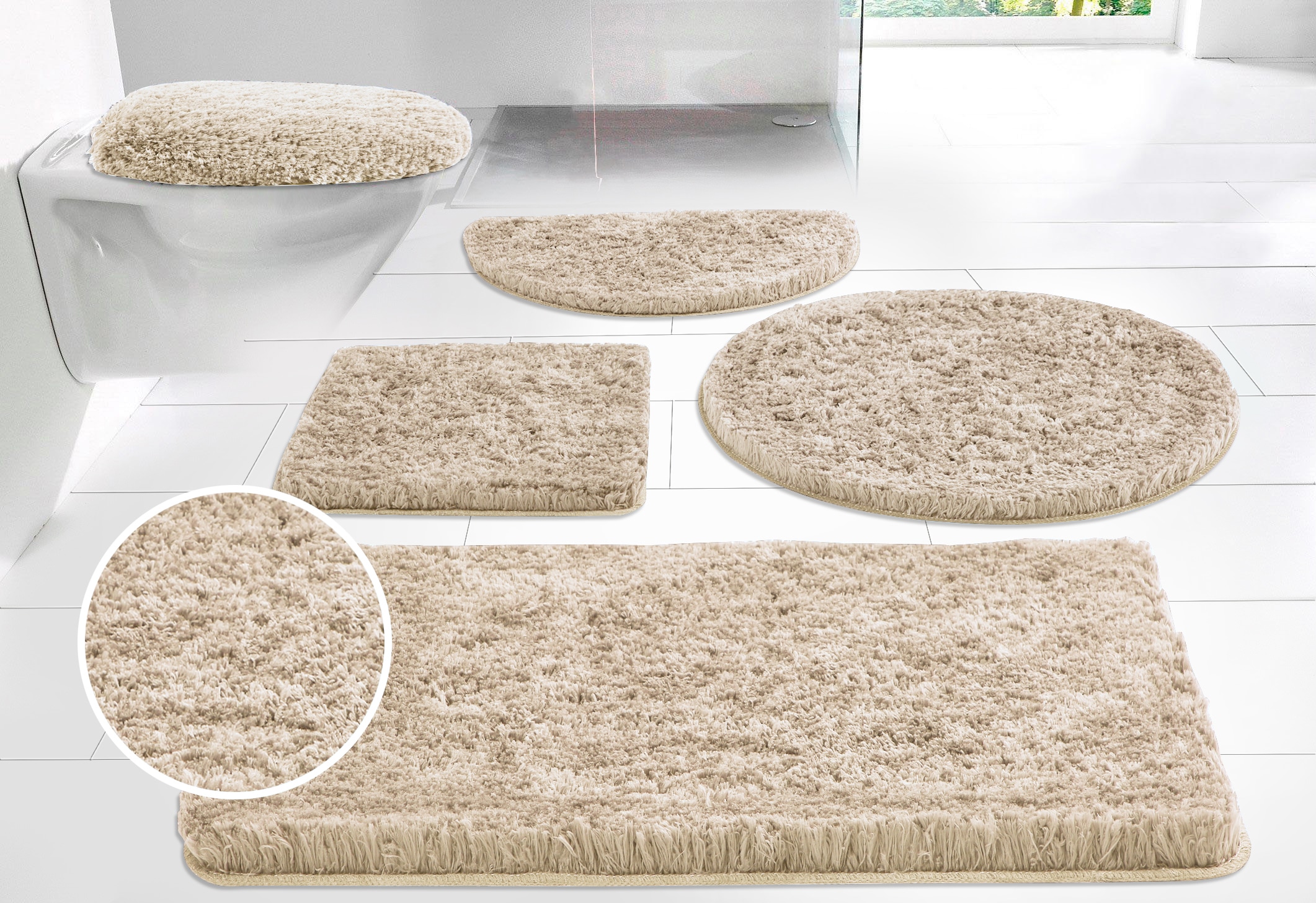 OTTO home Badematte "Micro exclusiv, Badvorleger, Badezimmer Teppich" Höhe 55 mm rutschhemmend beschichtet fußbodenheizungsgeeignet  schnell trocknend  strapazierfähig Badteppich, Badematten auch als 3 teiliges Set & rund erhältlich