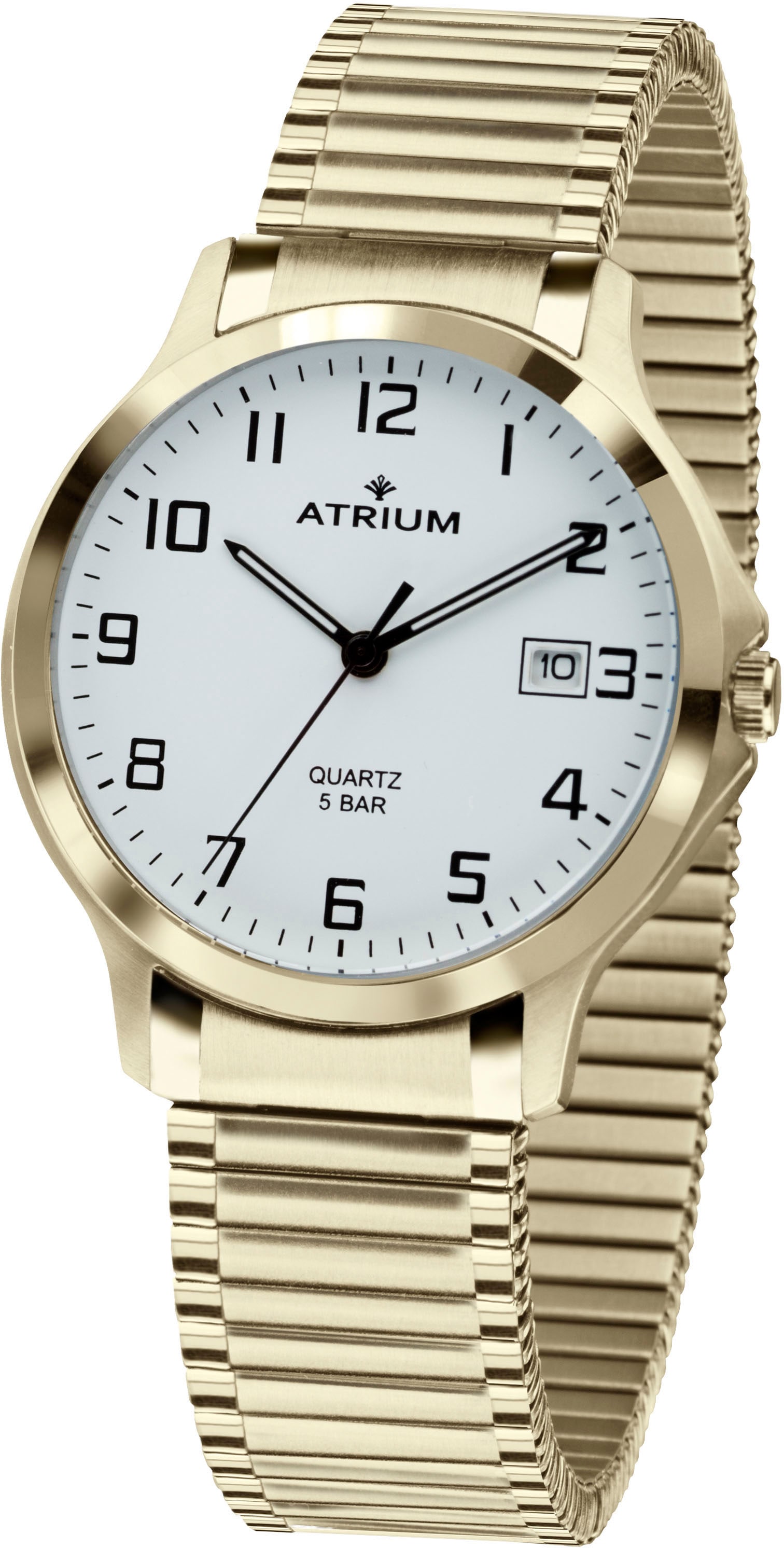 Atrium Quarzuhr, Armbanduhr, Herrenuhr,Damenuhr,Datum,Flexband,Zugband,Edelstahlarmband