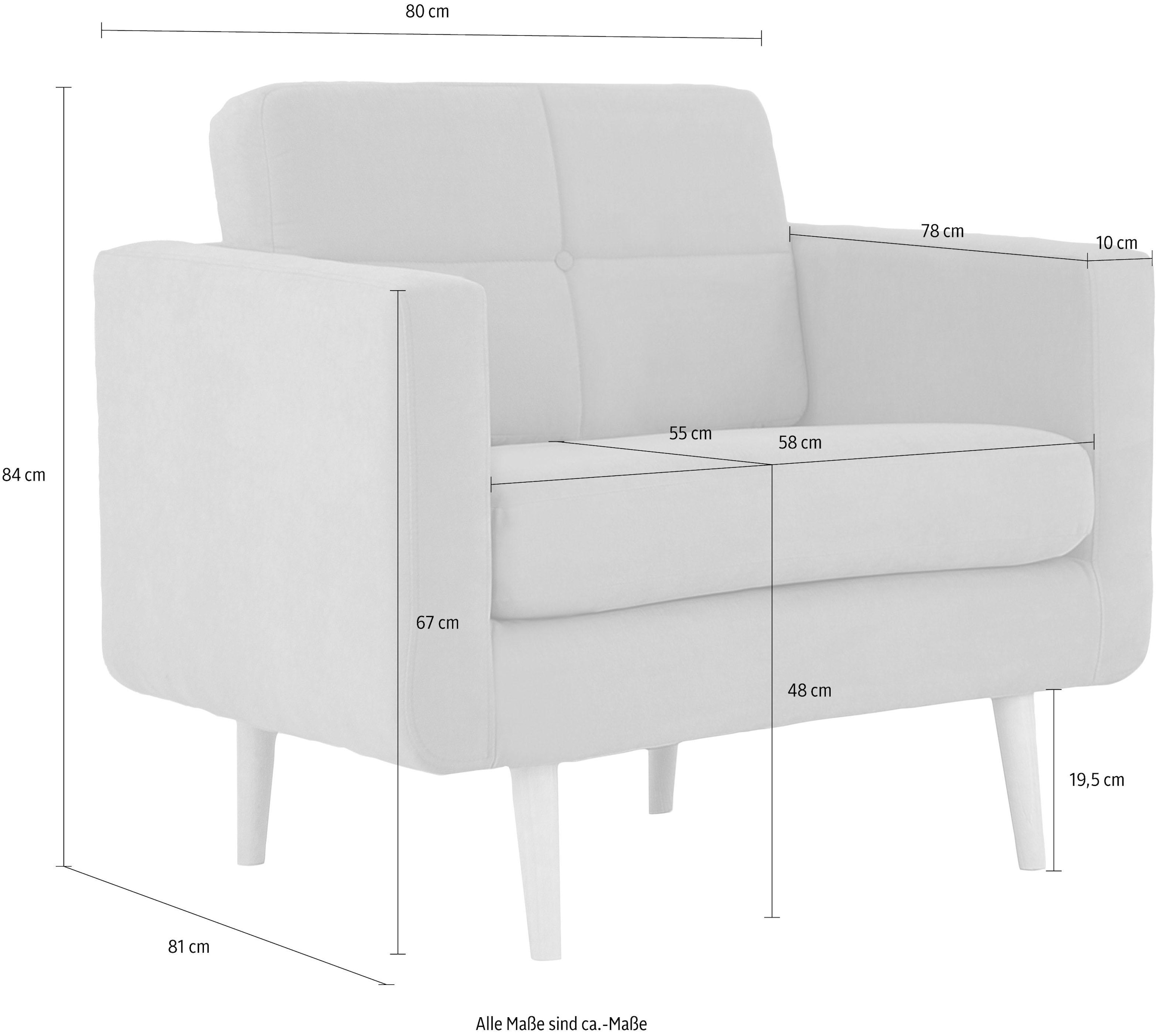 Home affaire Sessel »Brest«, mit Knopfheftung und Steppung im Rücken, geradliniges Design
