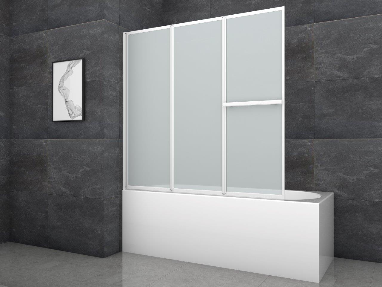 Marwell Badewannenfaltwand »White Light« weißes Aluminiumprofil, 3-flügelig