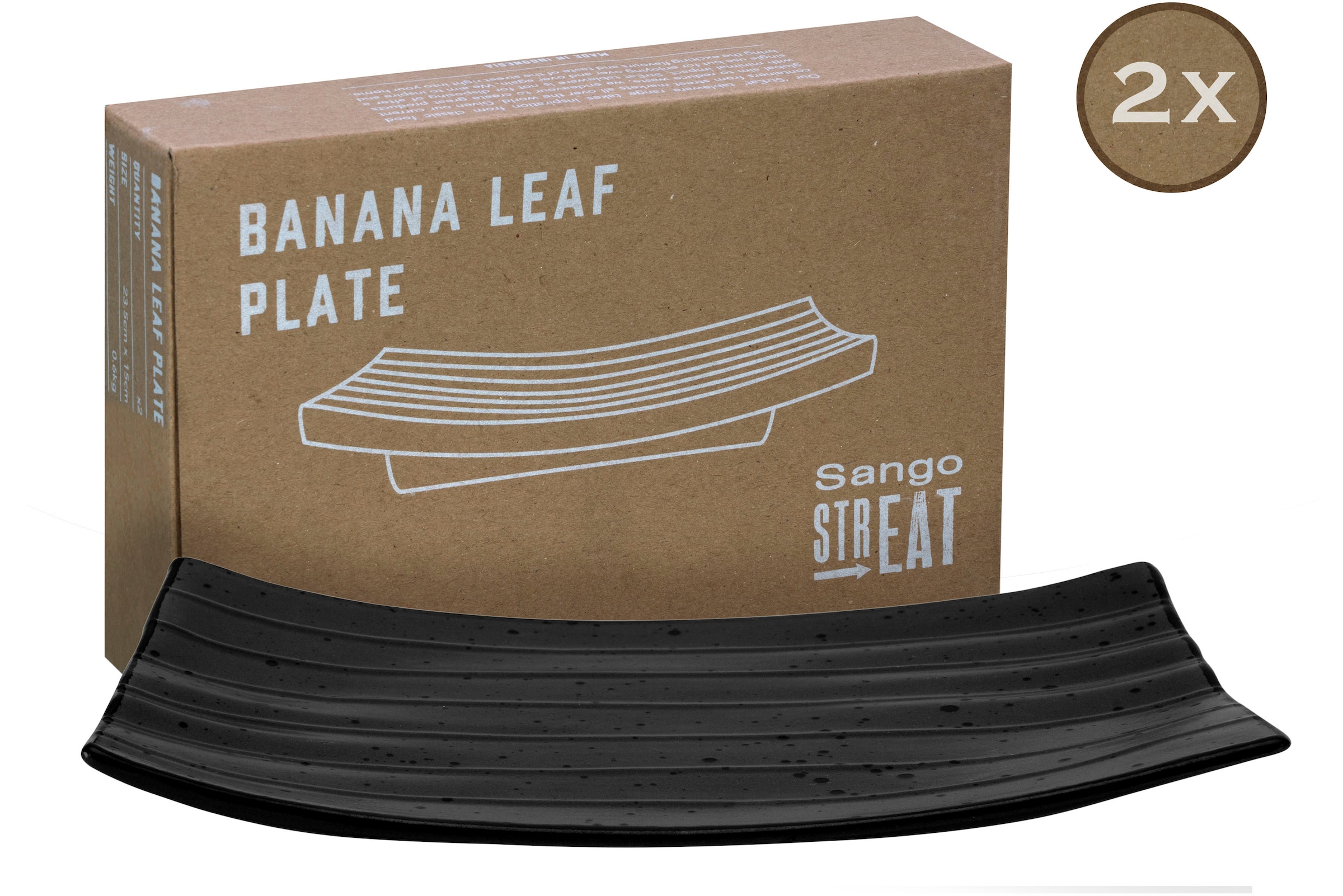 CreaTable Servierplatte »Banana Leaf«, (Set, 2 tlg.), Servier Set, Topaktueller „Streat Food“ Trend