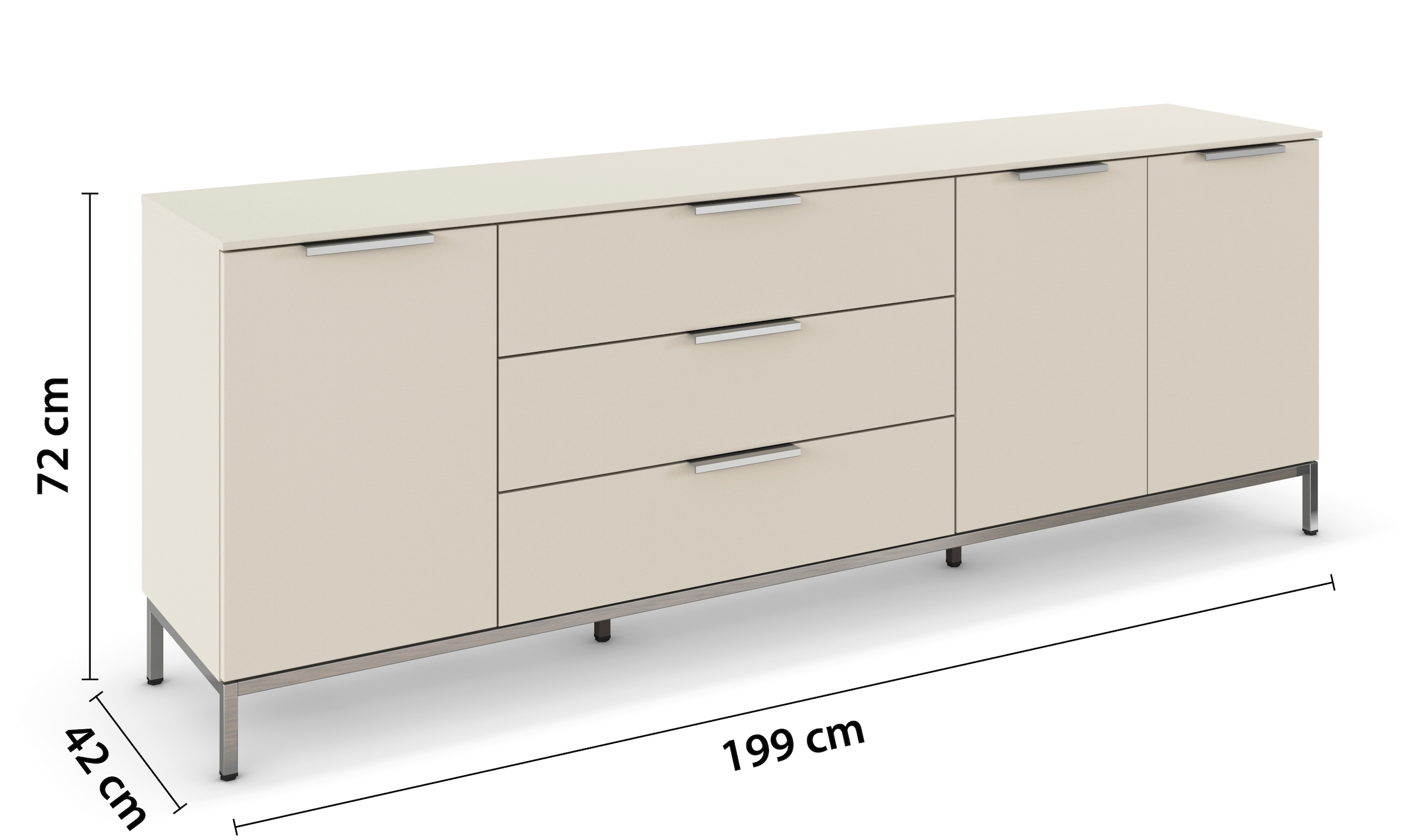 rauch Kombikommode »Kommode Türkommode Sideboard Kombikommode FLIPP«, (Breite 200 cm mit 2 Einlegeböden), 3-türig mit 3 Schubladen und Soft-Close-Funktion