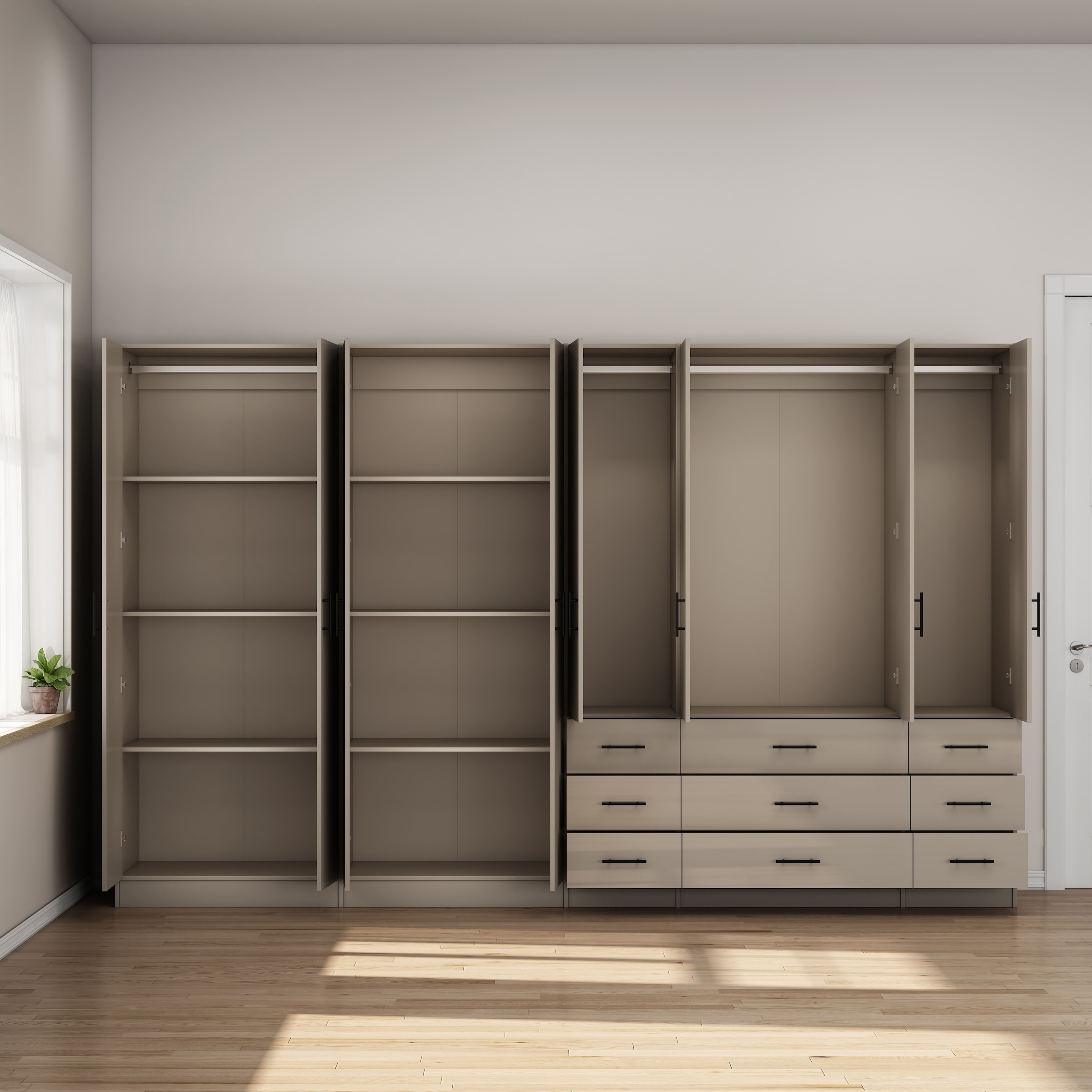 OTTO home Kleiderschrank »Trento Schlafzimmerschrank Garderobe hochglanz« Schrank mit 8 Türen und 9 Schubladen, hochglänzende Fronten