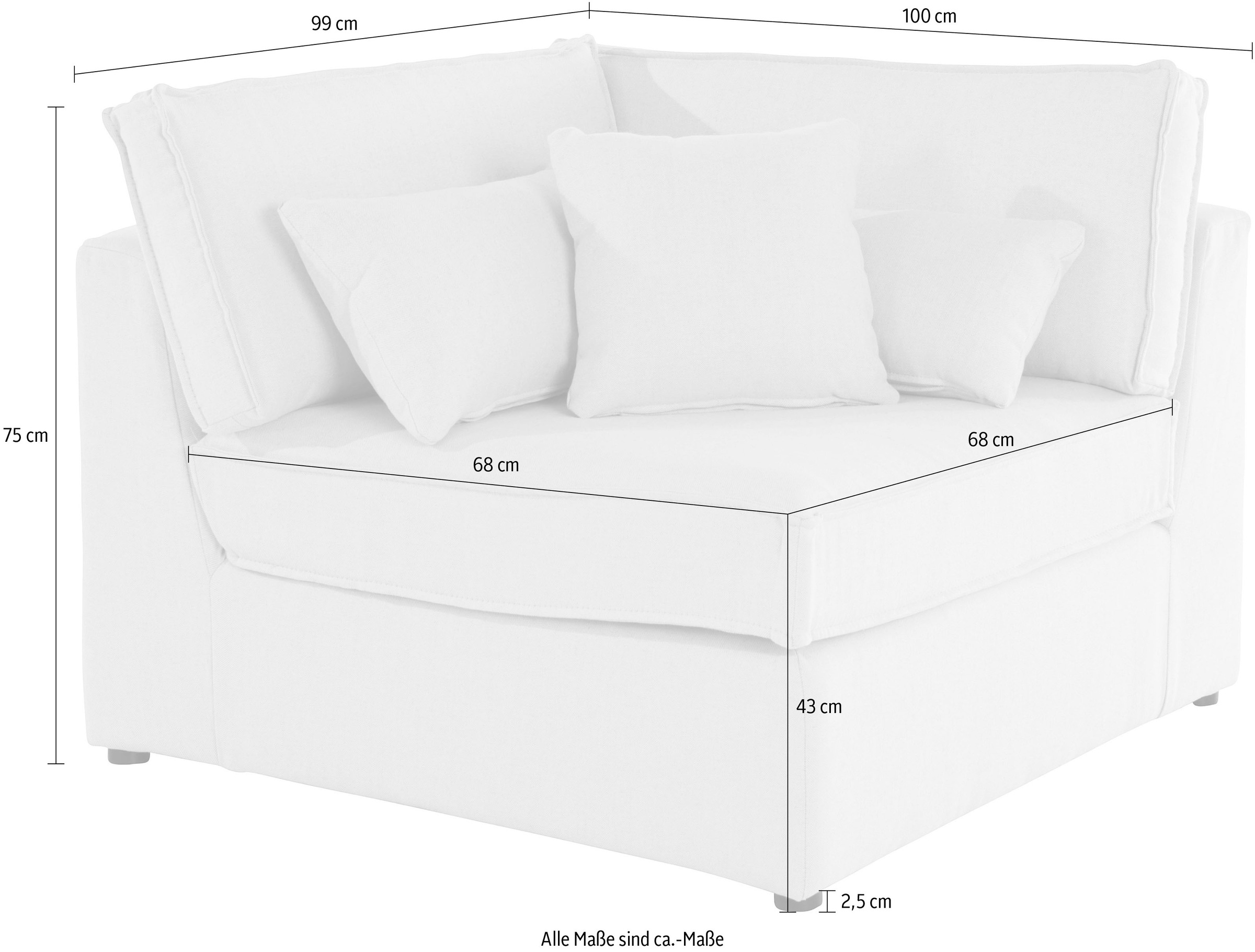 RAUM.ID Sofa-Eckelement eines auch fester Sitzkomfort, in auf Rechnung bestellen »Florid«, Cord Modulsofas, Teil