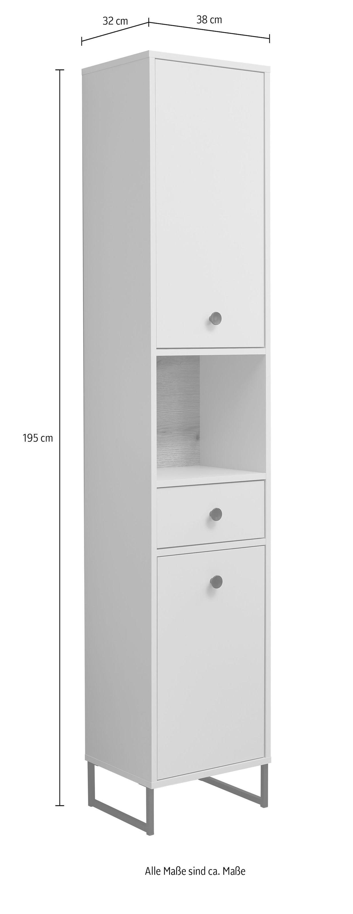 BASIC by Balculina Hochschrank »Linea« 1 Stk. tlg. Breite 60cm, U-Profil Füße, Unterflurauszug