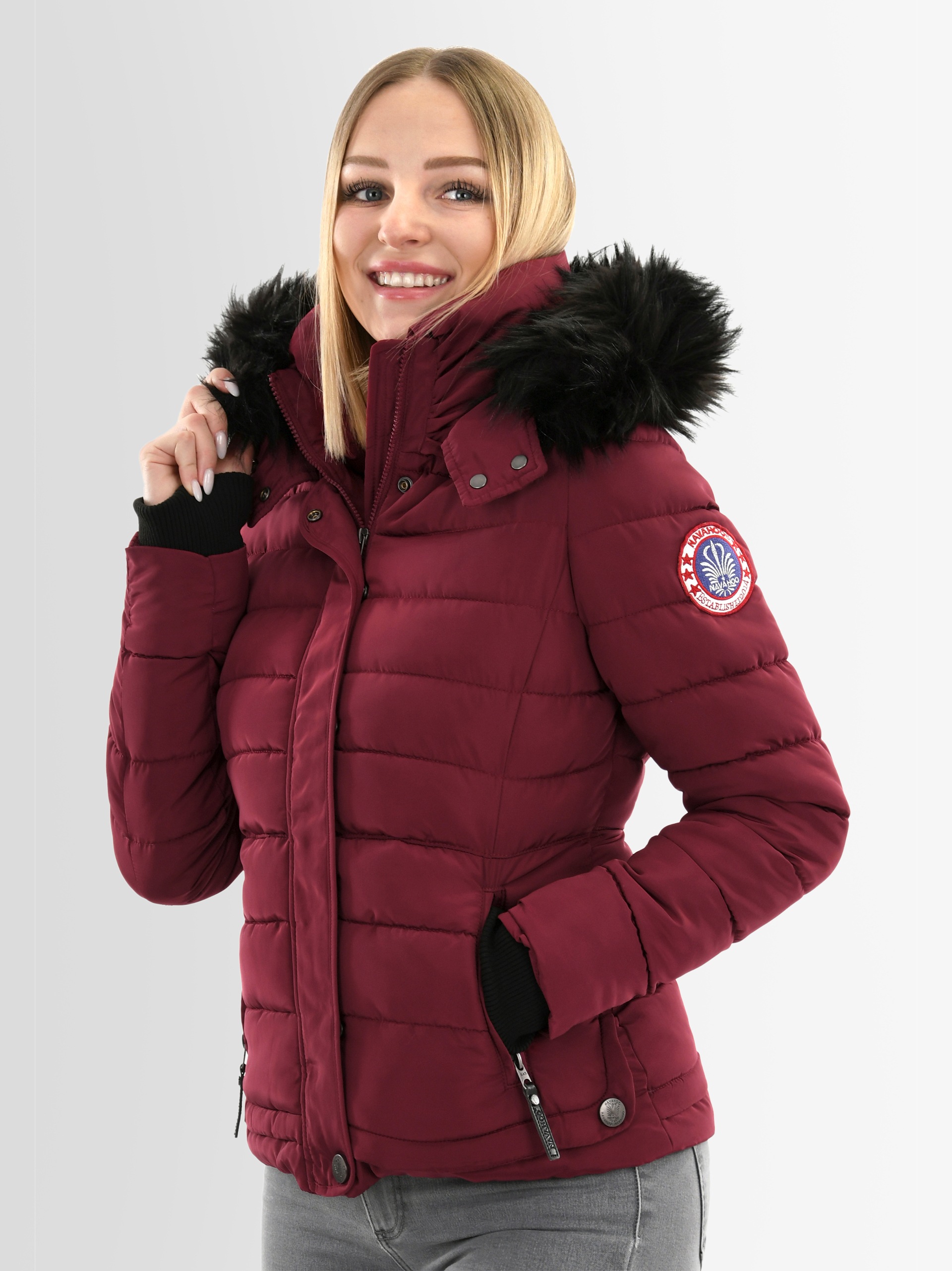 Navahoo Steppjacke »Navahoo Chloe warme Damen Winter Jacke Parka Mantel Stepp Kurzjacke gefüttert NEU B301«
