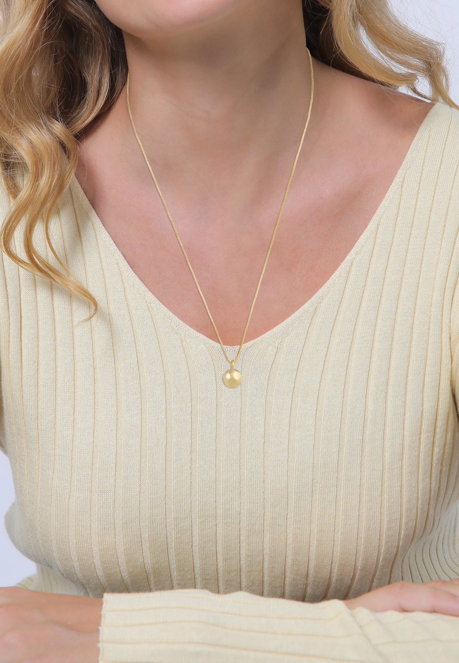 Elli Premium Kette mit Anhänger »Halskette Kugel Anhänger Rund Basic 925 Silber«