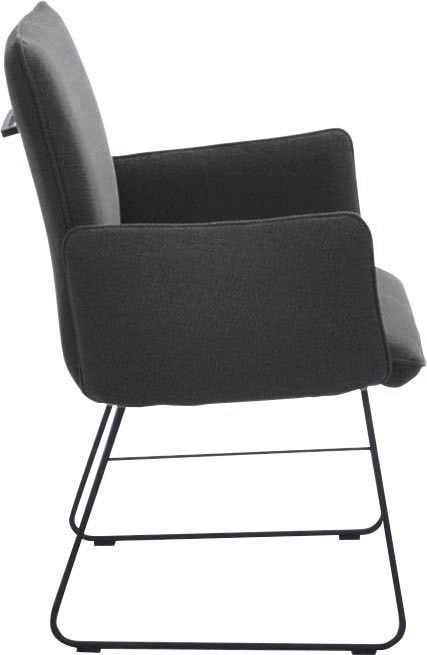 K+W Komfort & Wohnen Armlehnstuhl () 1 Stk.Drahtkufengestell in Metall schwarz, Griff am Rücken, Steppung im Sitz