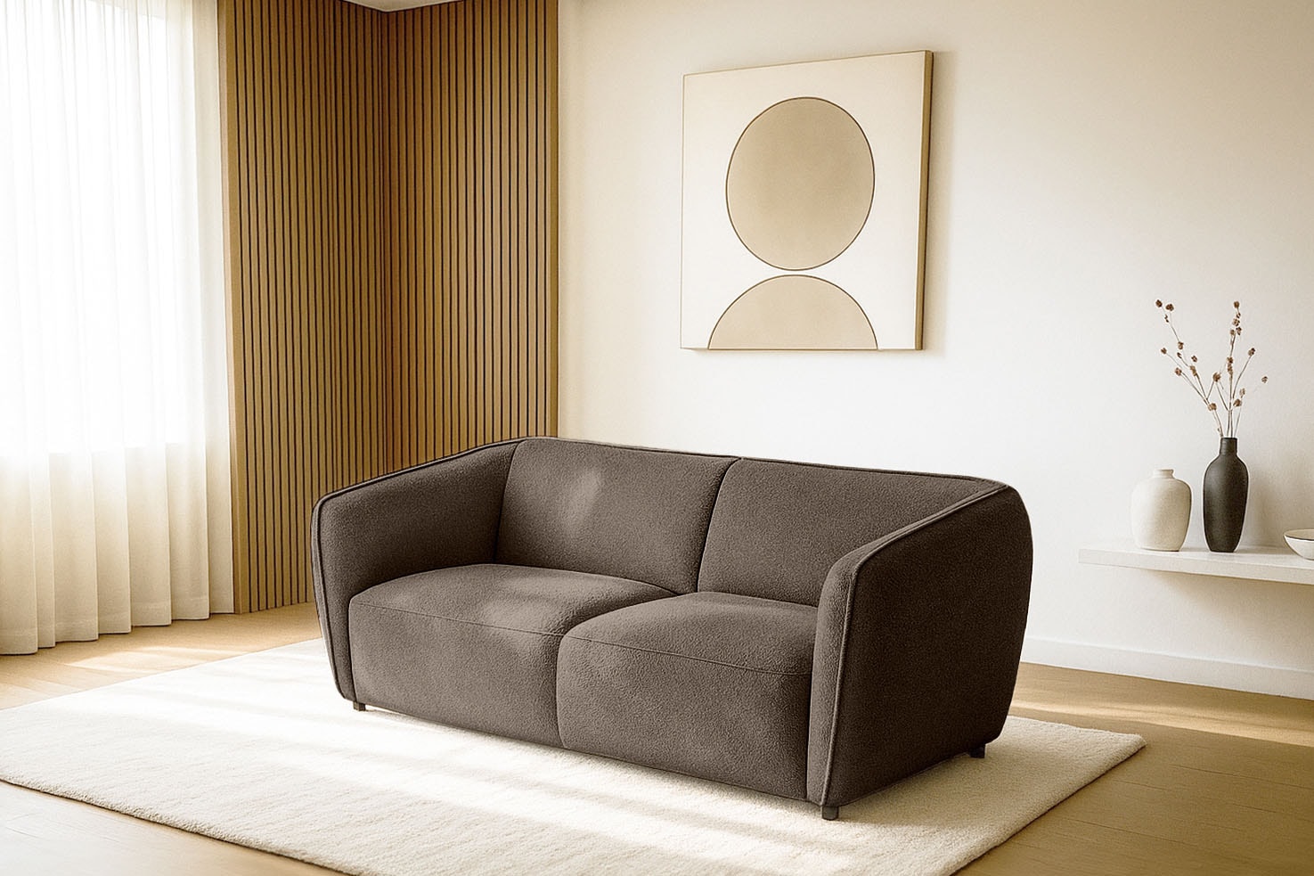 Home affaire 2,5-Sitzer »OSTRUP, Naturtöne, Boucle« Breite 201 cm, organische Form mit sanften Rundungen