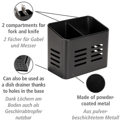 WENKO Besteckkorb »Baco«, (Set, 2 tlg.), Serviettenhalter, pulverbeschichtetes Metall