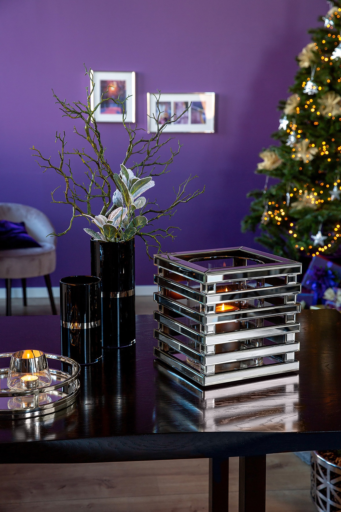 Fink Windlicht »DILARA« mit Kristallglas verspiegelt