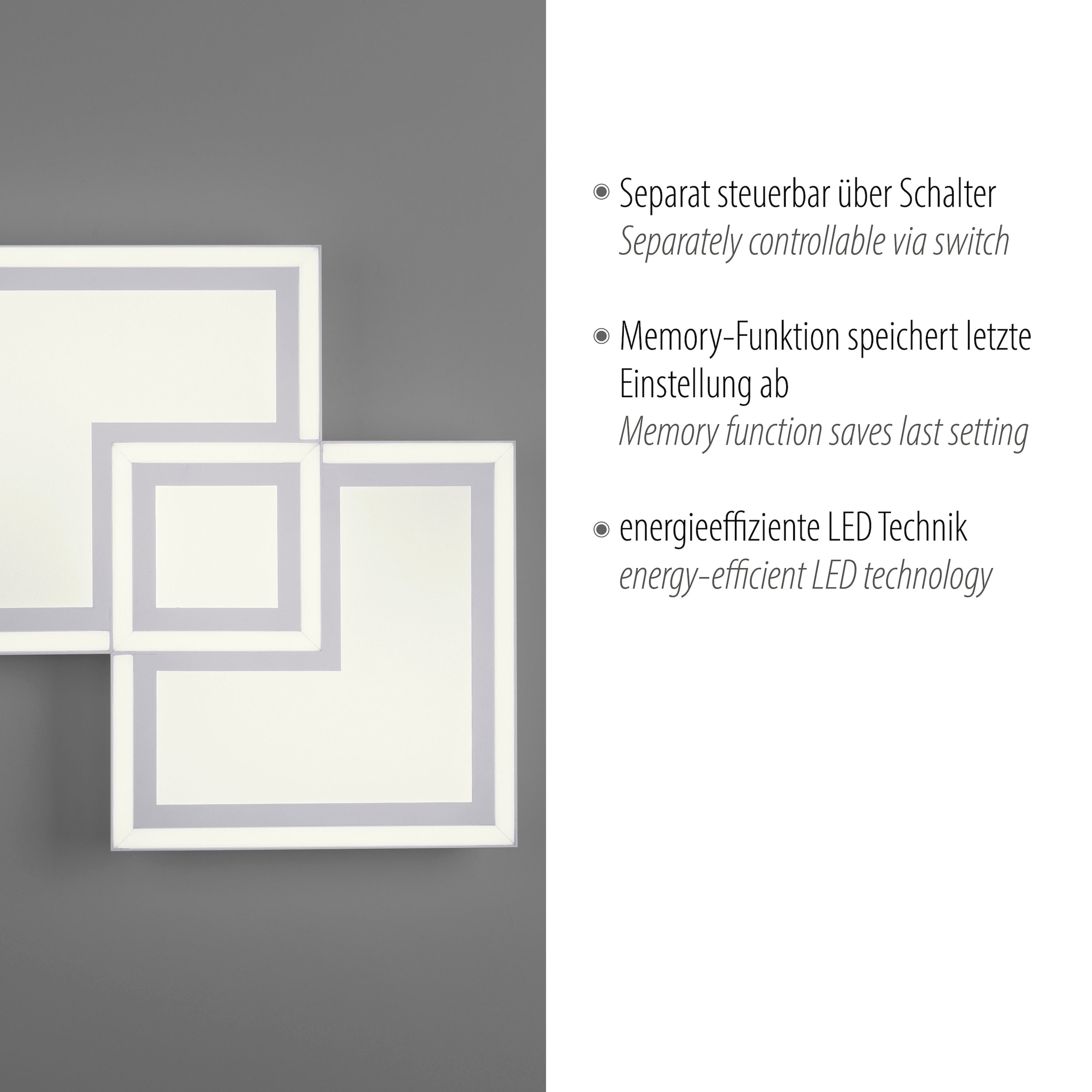JUST LIGHT LED Deckenleuchte »BEDGING«, 2 flammig, Leuchtmittel LED-Board-LED-Board | LED fest integriert-LED fest integriert