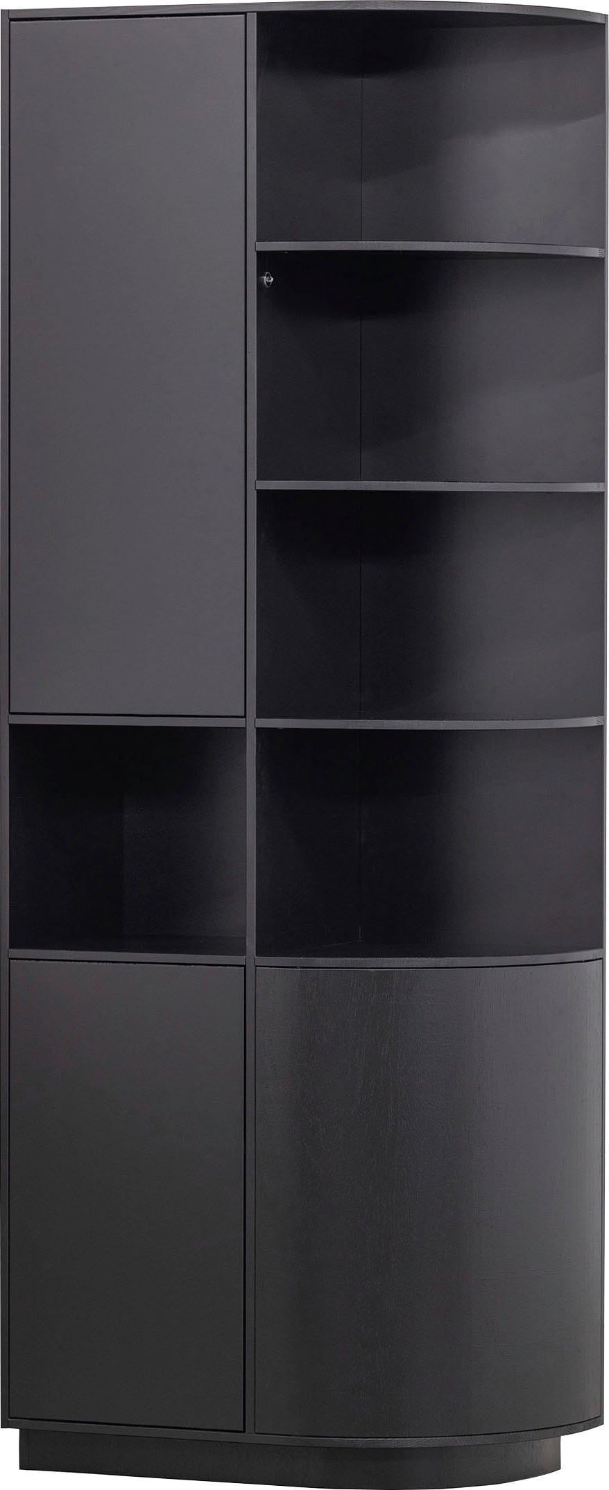 WOOOD, Vitrine »Finca FSC -Kiefernholz mit Druckmechanismus, H 210 x B 78 x T 40 cm« Tragkraft 10 kg pro Boden, schwebende Optik, Wandbefestigung 
