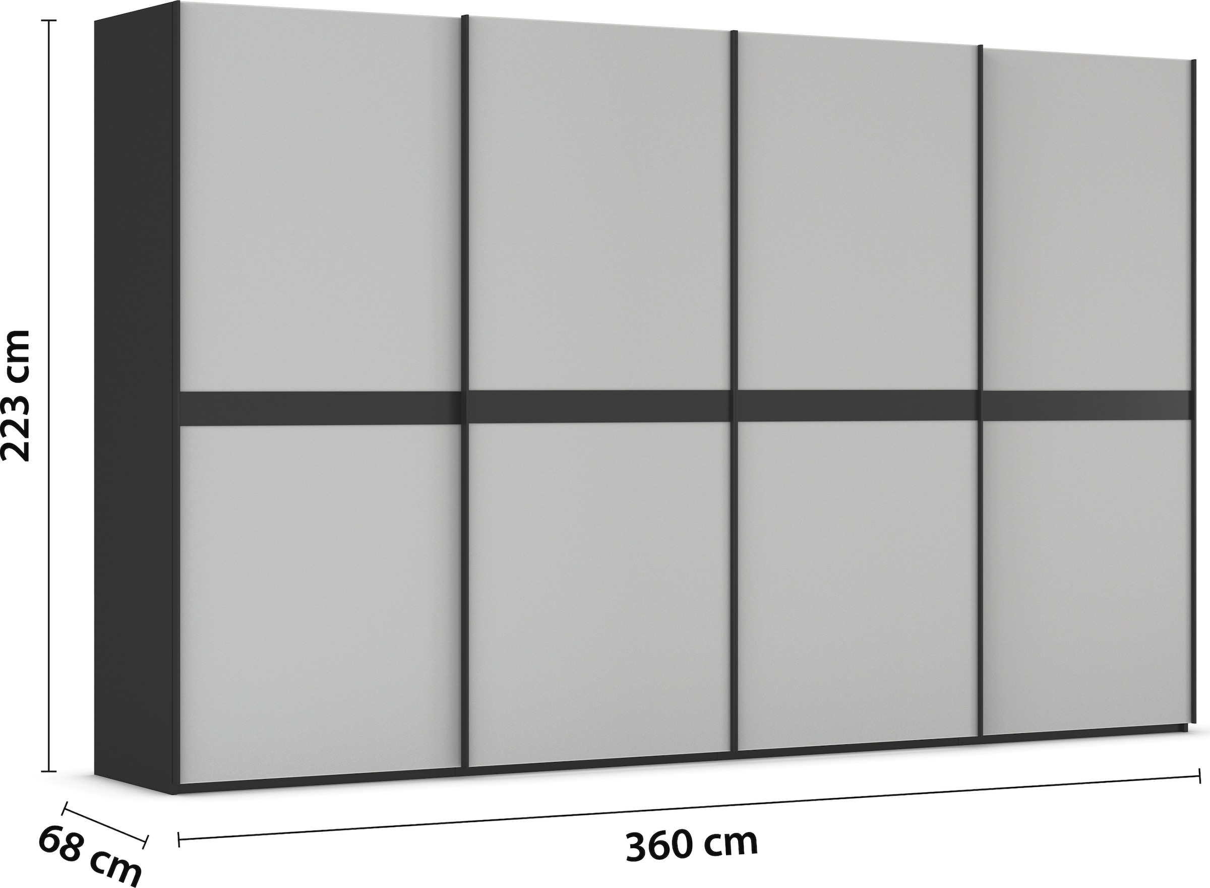 rauch Schwebetürenschrank »Kleiderschrank Schrank Garderobe Schlafzimmerschrank SCALE-LINE«, edle Optik mit Bauchbinde in Korpusfarbe mit Glasfront MADE IN GERMANY