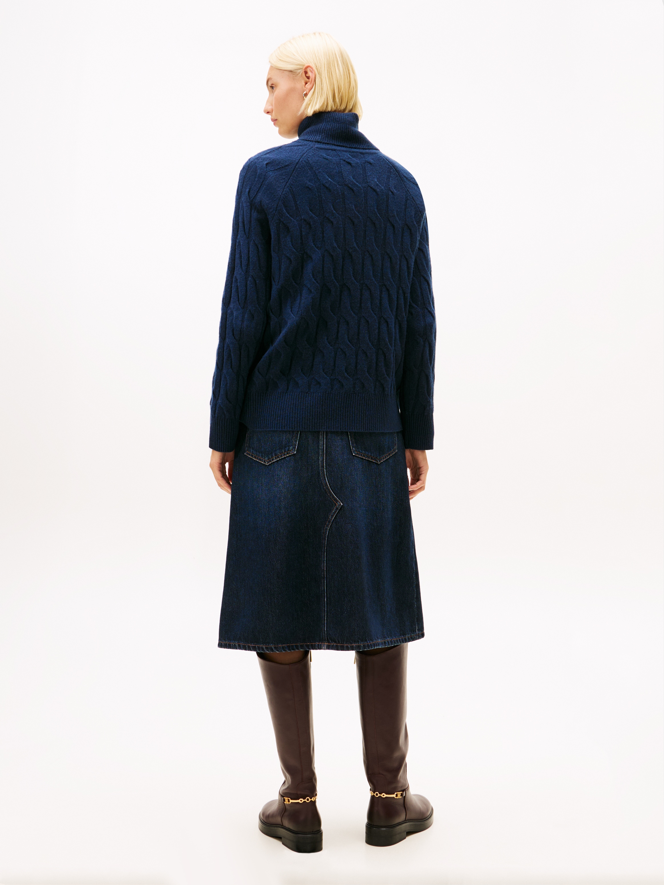 Tommy Hilfiger Rollkragenpullover »SOFT WOOL CABLE ROLL-NK LS SWT« aus Wolle, Zopfmuster
