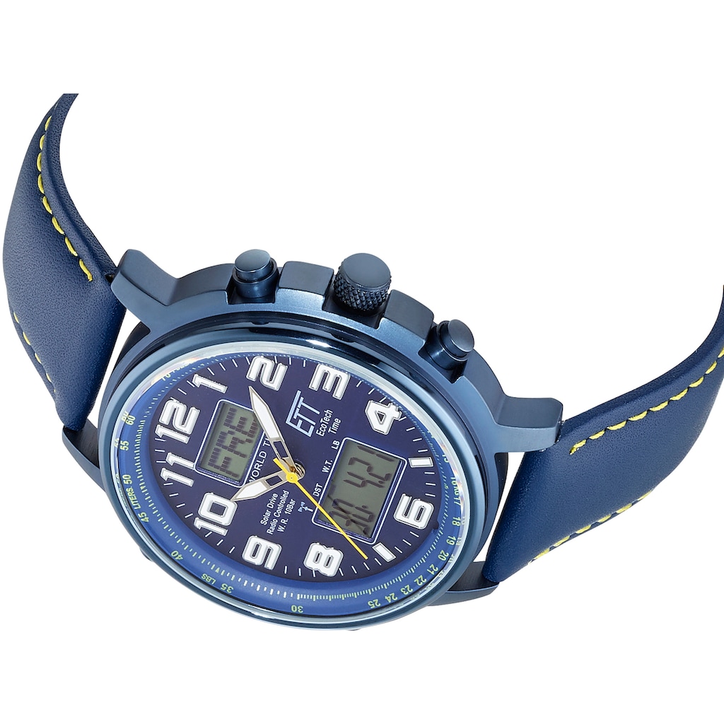 ETT Funkchronograph »Hunter, EGS-11450-32L«, Armbanduhr, Herrenuhr, Stoppfunktion, Datum, Solar